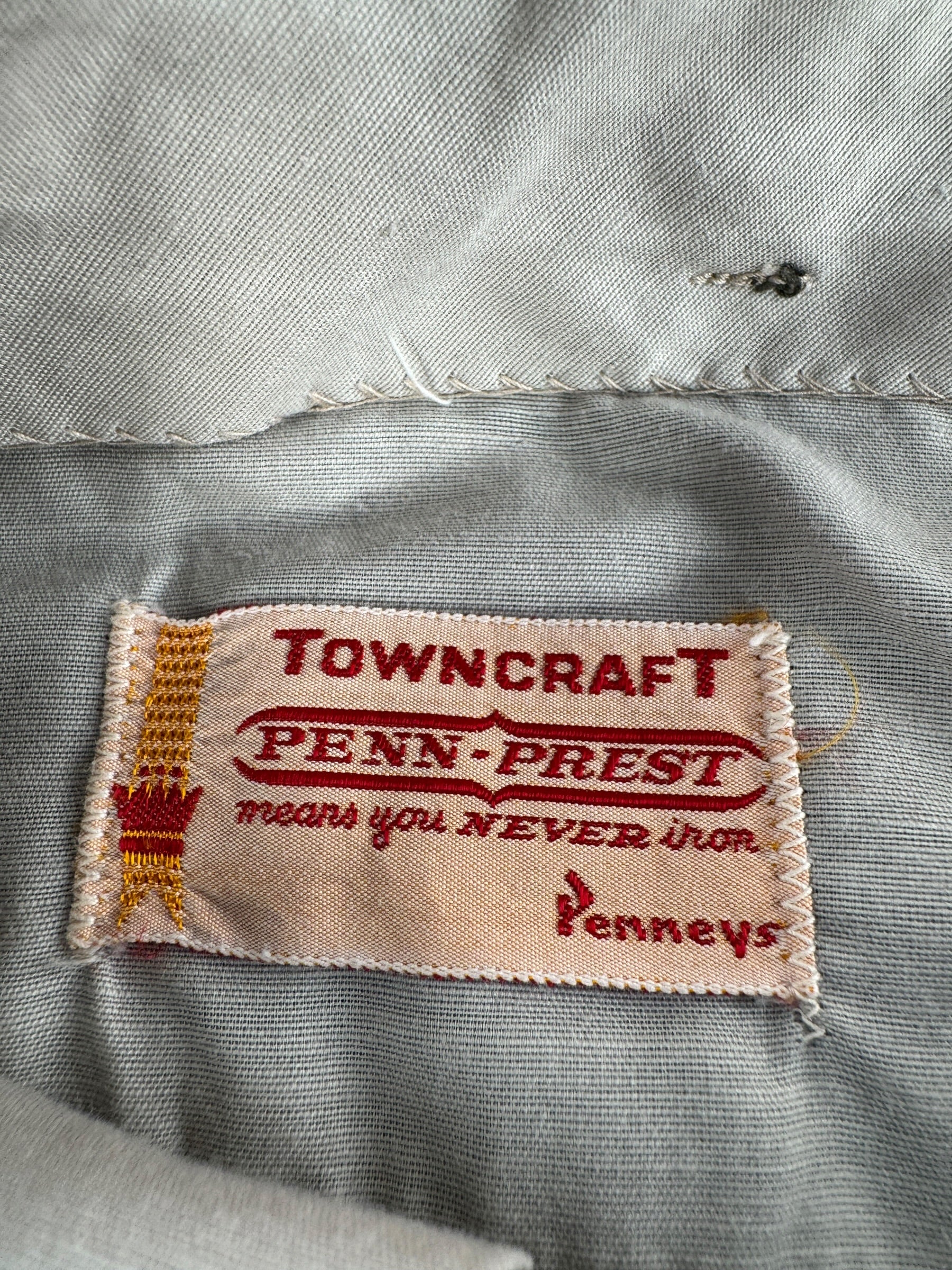 Label on Vintage Towncraft Grey Wool Dress Trousers W36