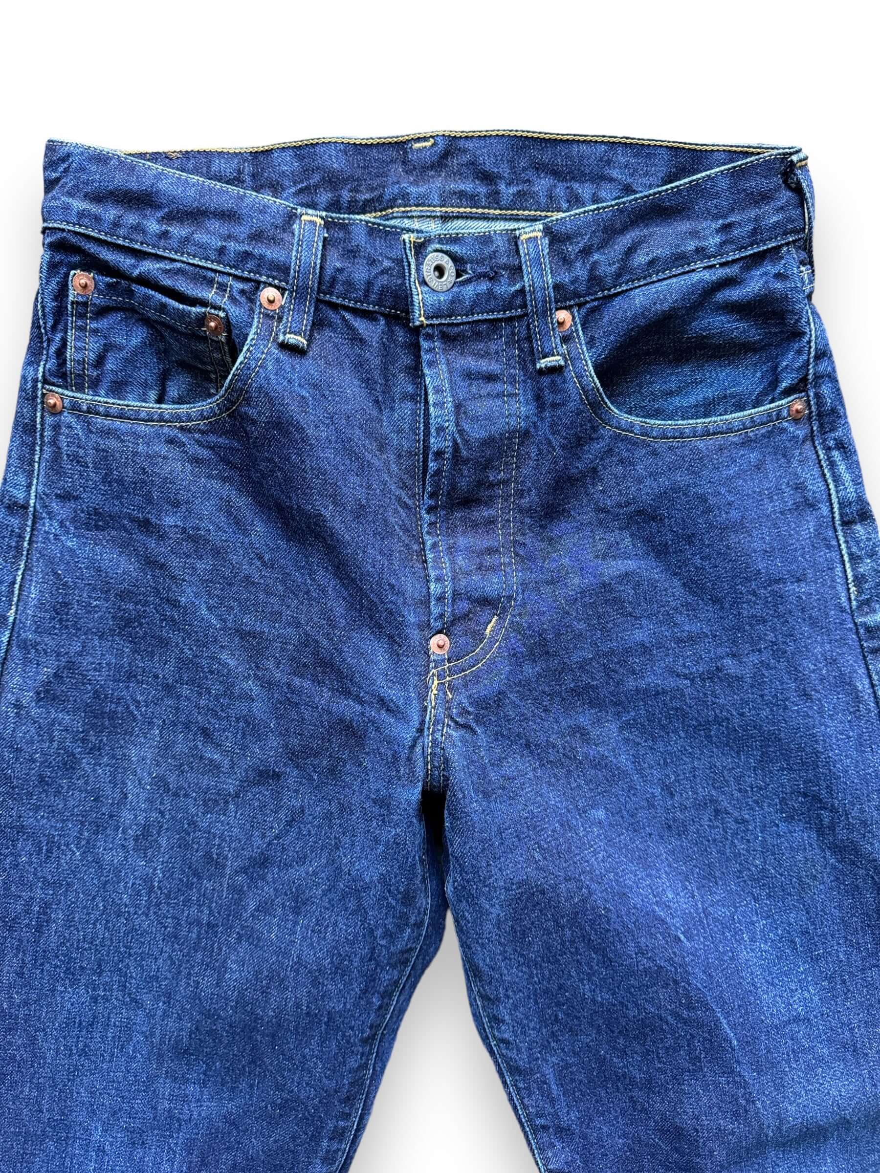 Front Upper View of Levi's Classic LVC 702 Repro Selvedge Denim Bucklebacks W29