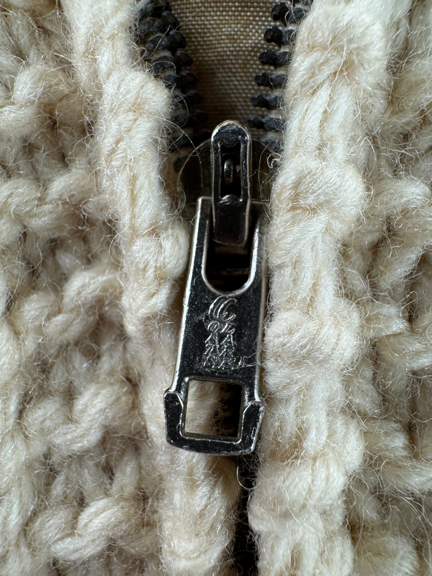 Zipper on Vintage Deer Cowichan Style Sweater SZ L