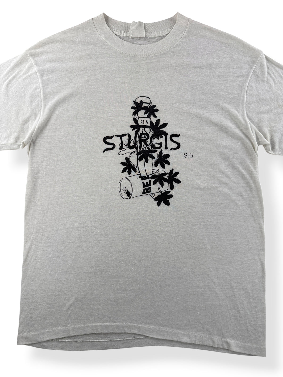 Close-up of Vintage 80s Rare Bootleg Sturgis Tee SZ M