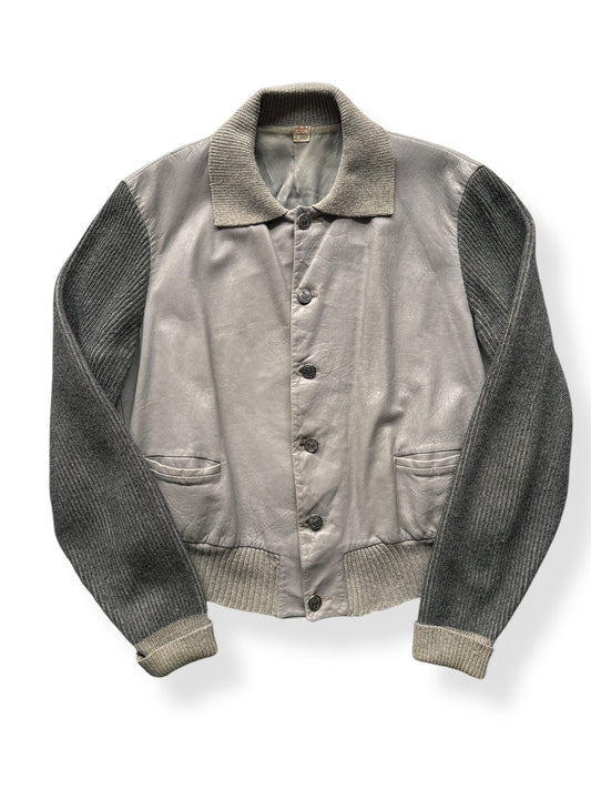 Front of Vintage California Don's Leather Knitted Jacket SZ XL