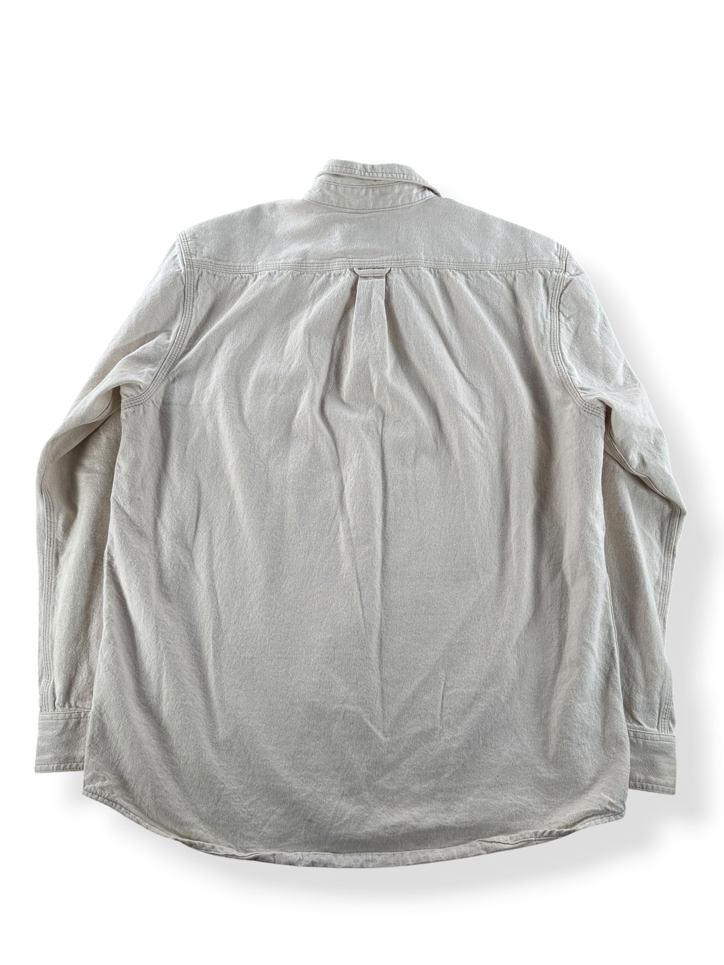 Back of Filson Natural Twill Guide Shirt SZ L