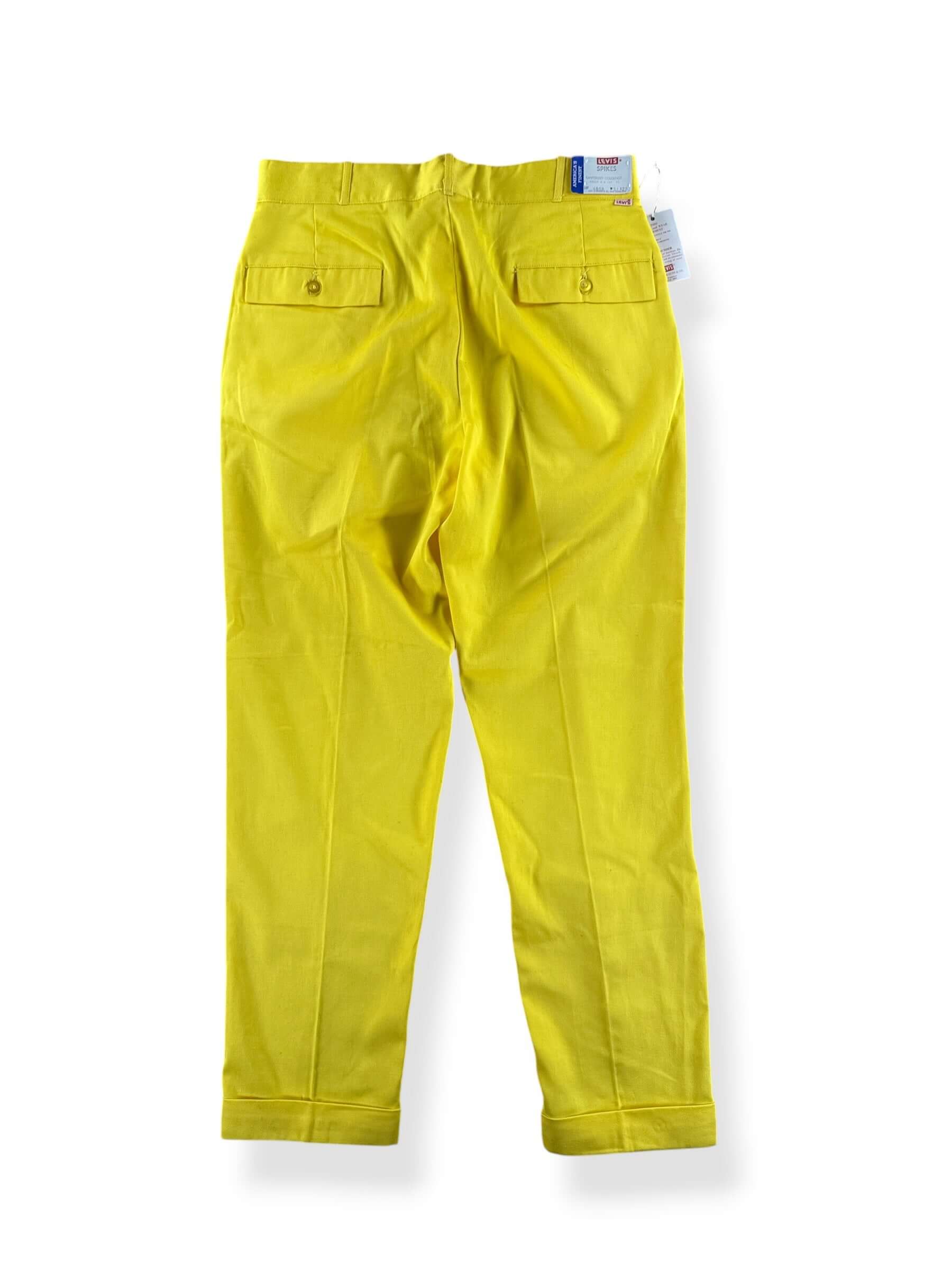 Back of Vintage NOS Yellow Levi's Wash and Wear Spikes Trousers W31
