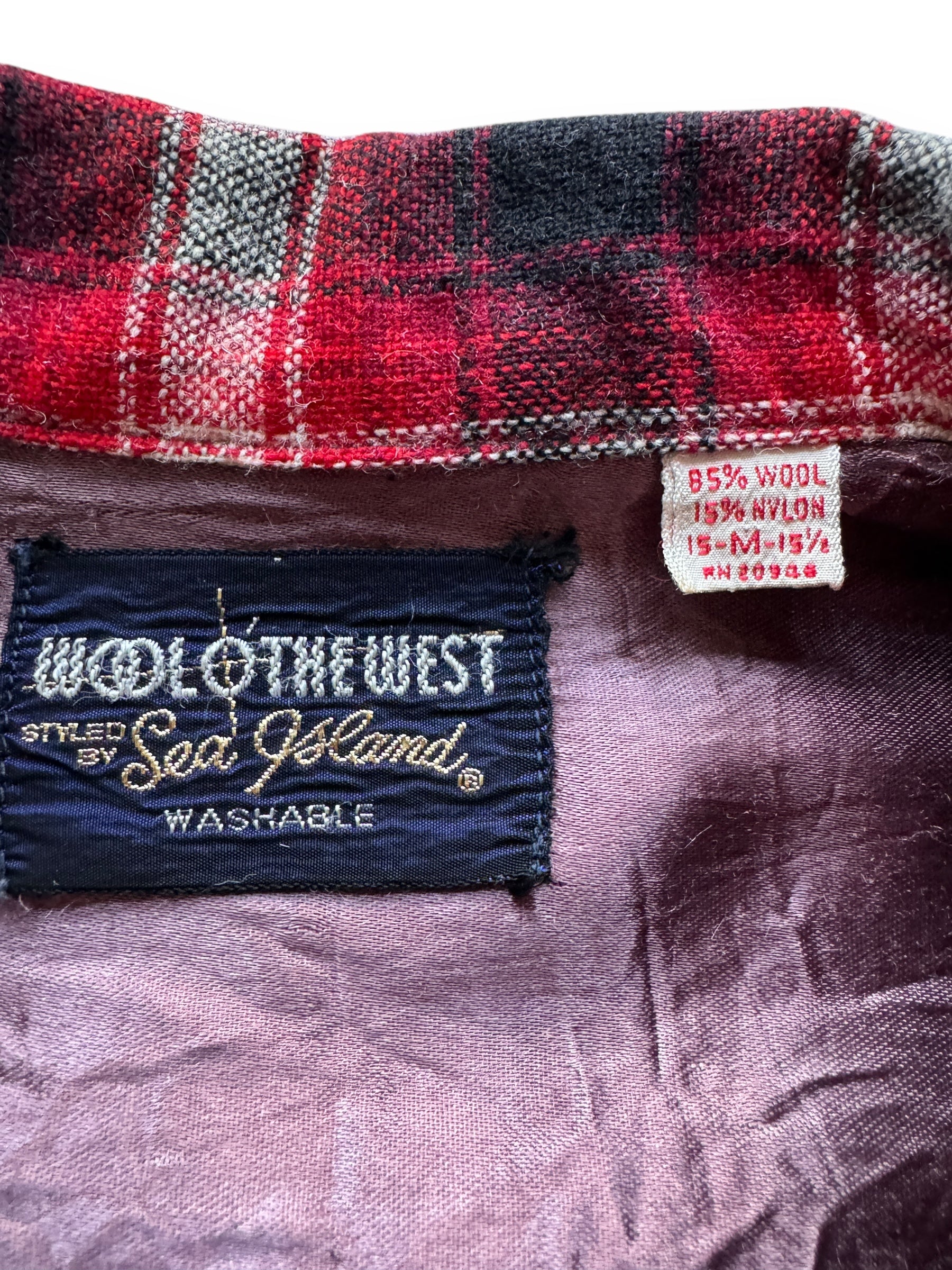 tag on Vintage Wool O' The West Wool Board Shirt SZ M