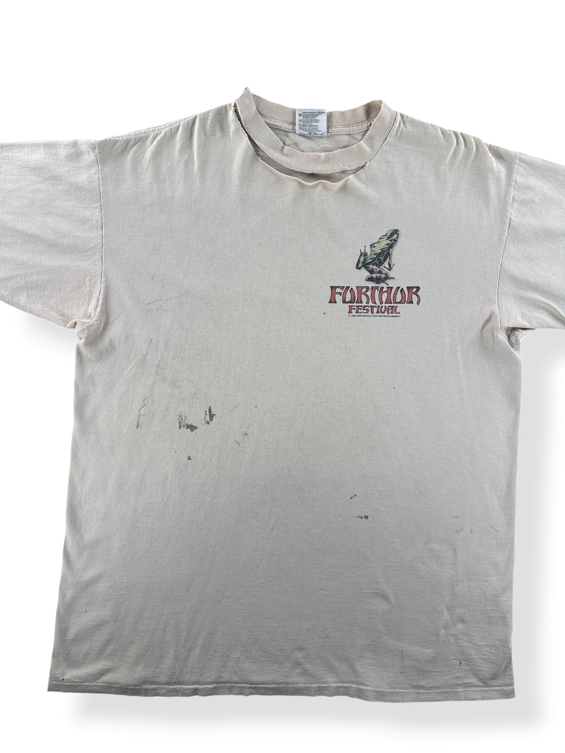 Front Close Up of Vintage Distressed 1996 Further Festival Tee SZ XL