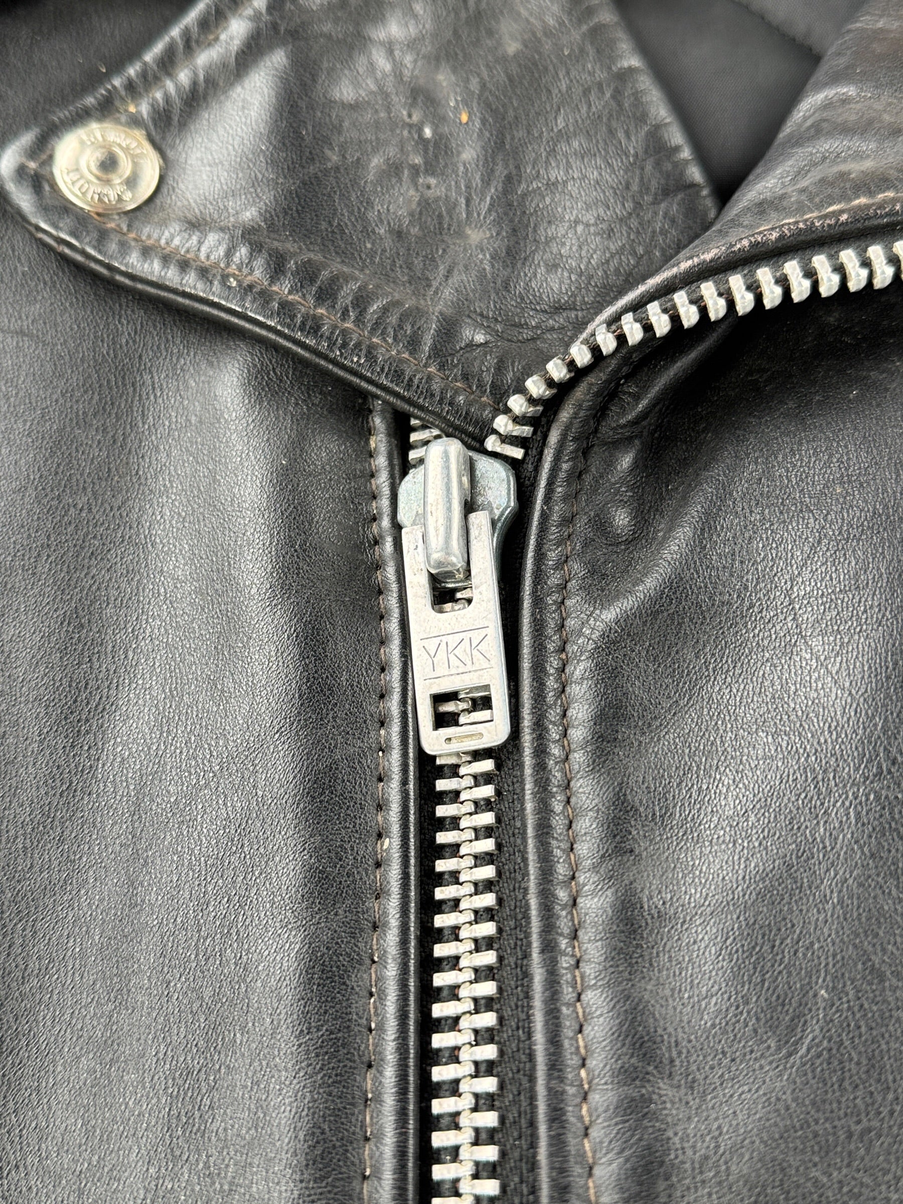 Zipper on Vintage 80s Era Schott Perfecto Leather Jacket SZ 44