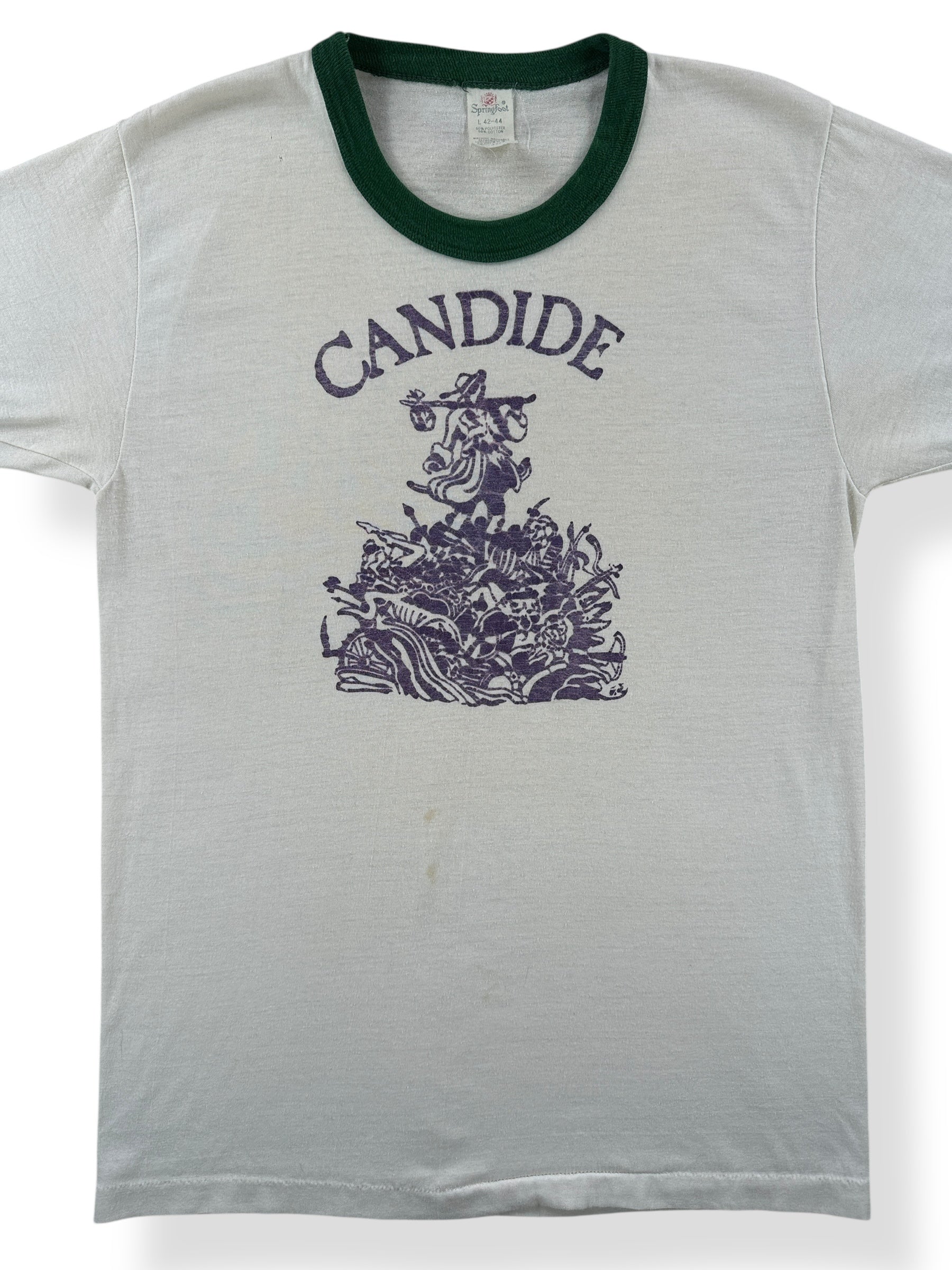 Front Close Up of Vintage Voltaire Candide Tee SZ S