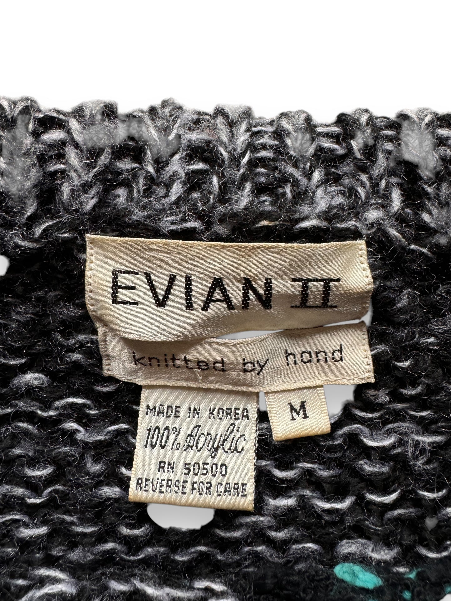 tag on Vintage Evian II Acrylic Knit Sweater SZ M