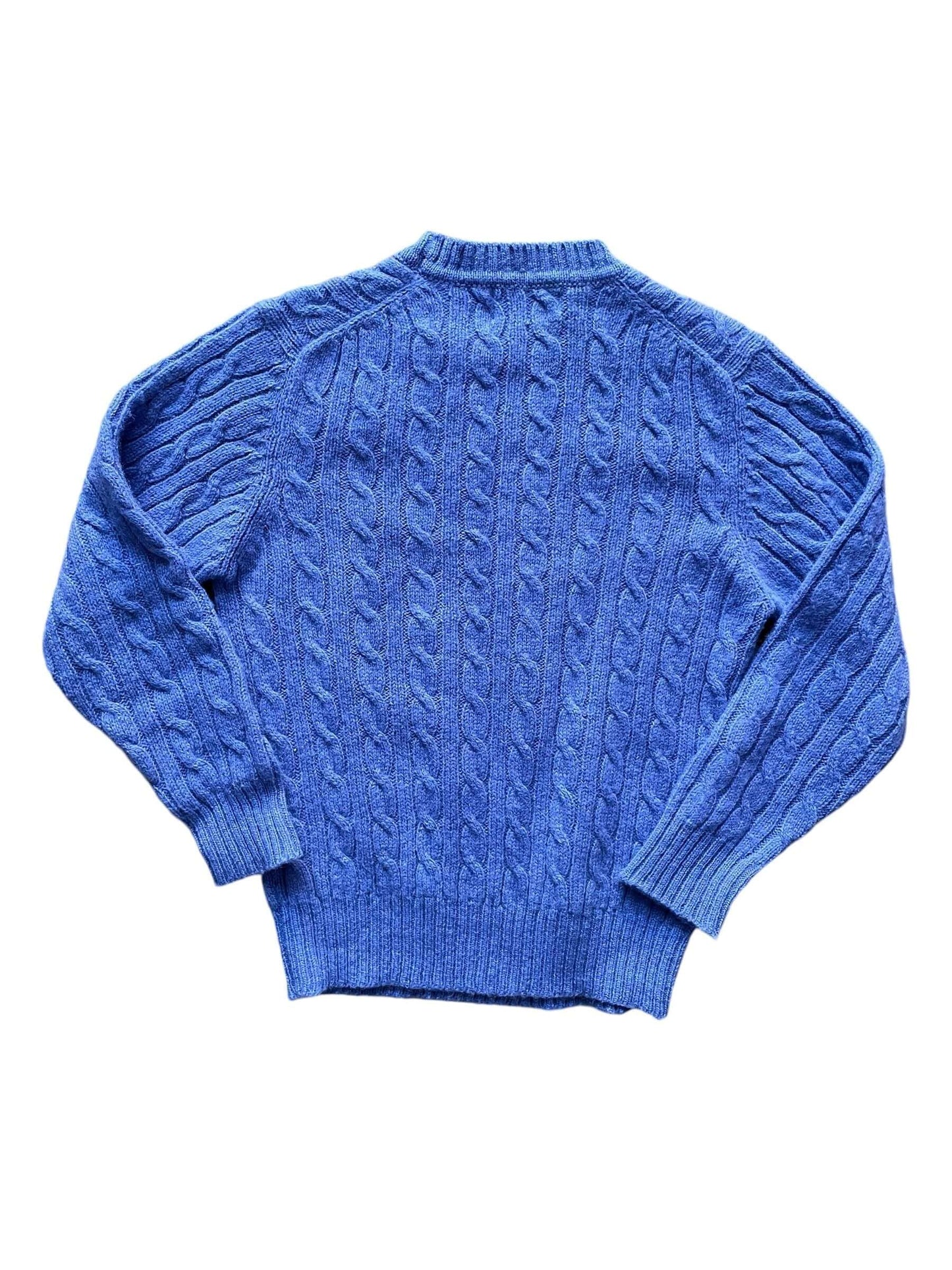 Back view of Vintage Periwinkle Wool Cable Knit Sweater M