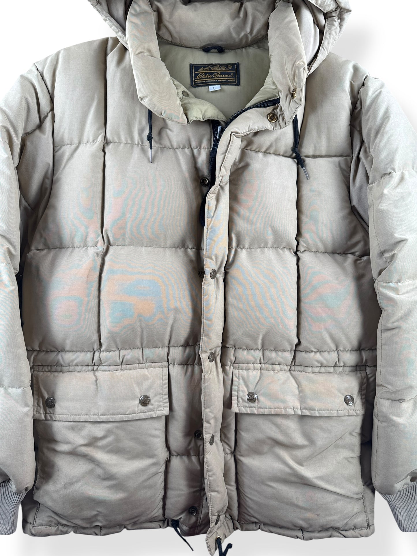 Front Close Up of Vintage Eddie Bauer Down Jacket SZ L