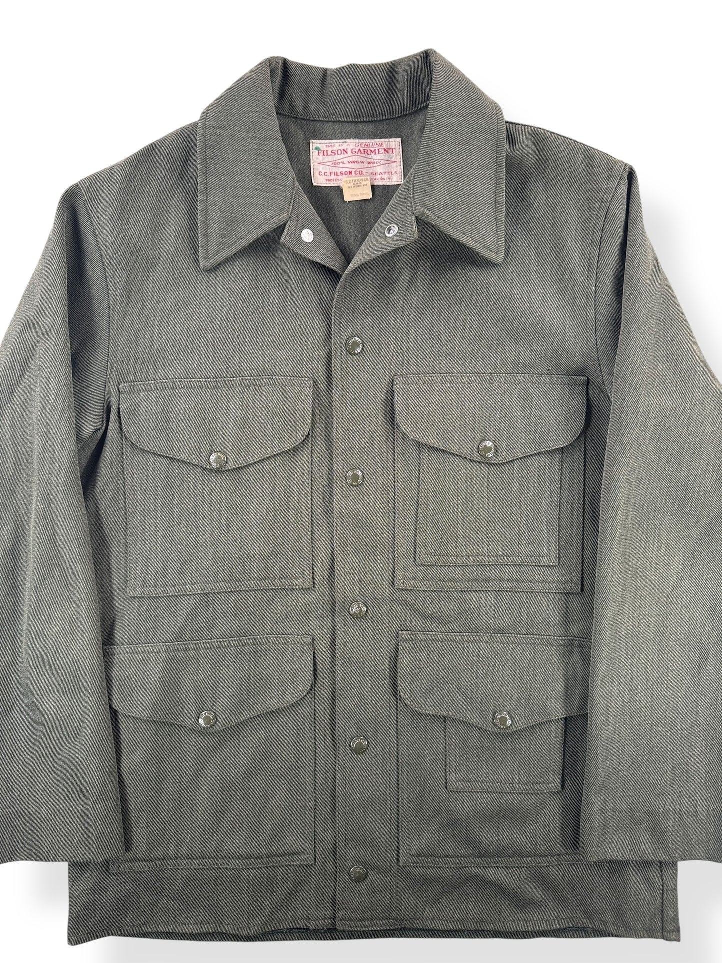 Front Close Up of Vintage Filson Whipcord Cruiser Jacket SZ 40