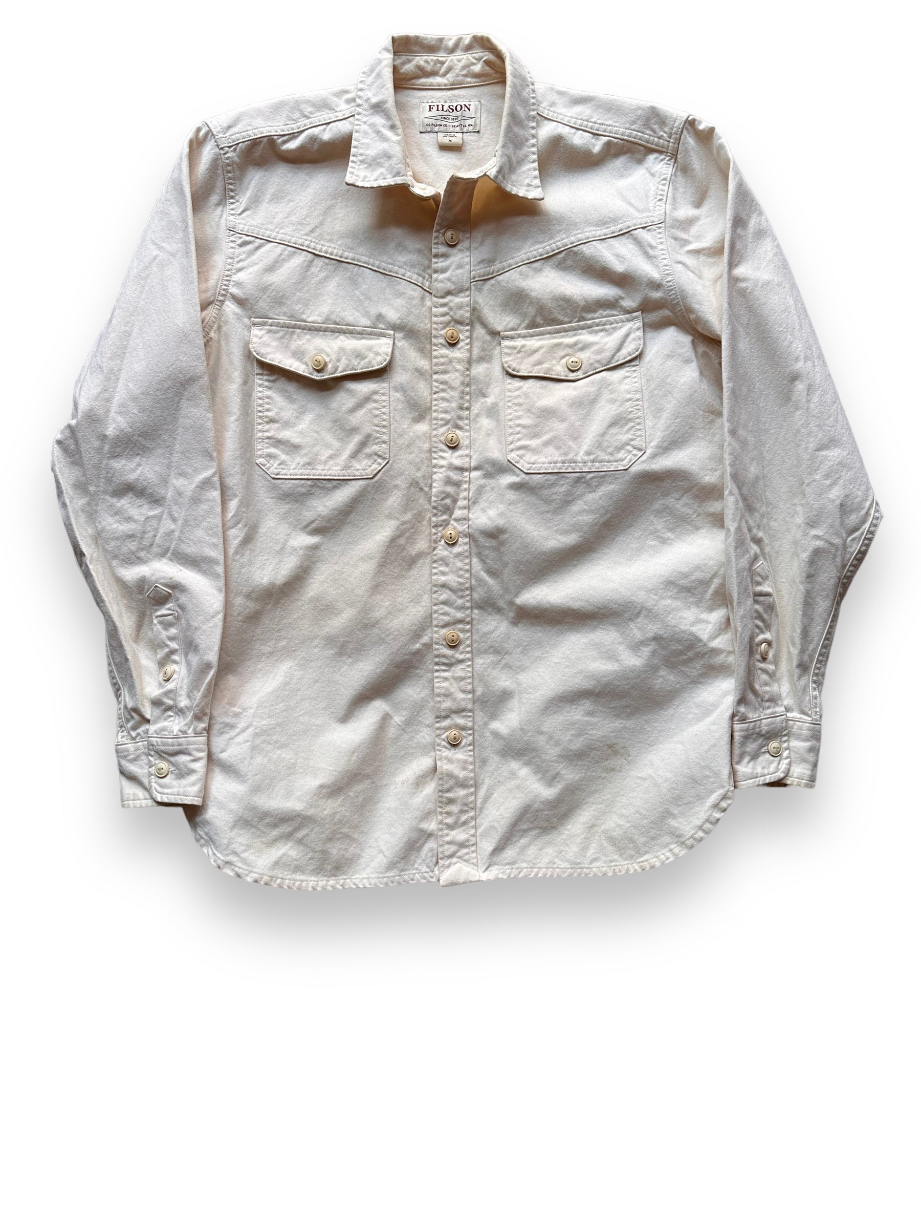 Front View of Filson Yukon Chamois Shirt SZ M |  Barn Owl Vintage Goods | Vintage Filson Workwear Seattle