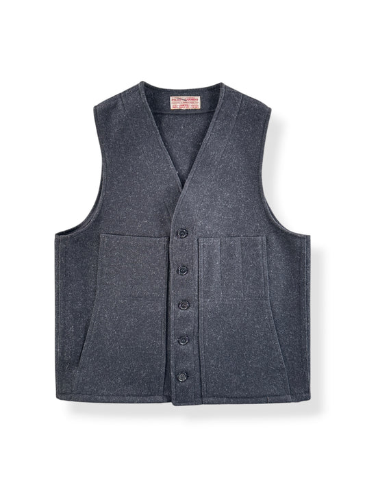 Front of Filson Charcoal Mackinaw Vest 2nd SZ M