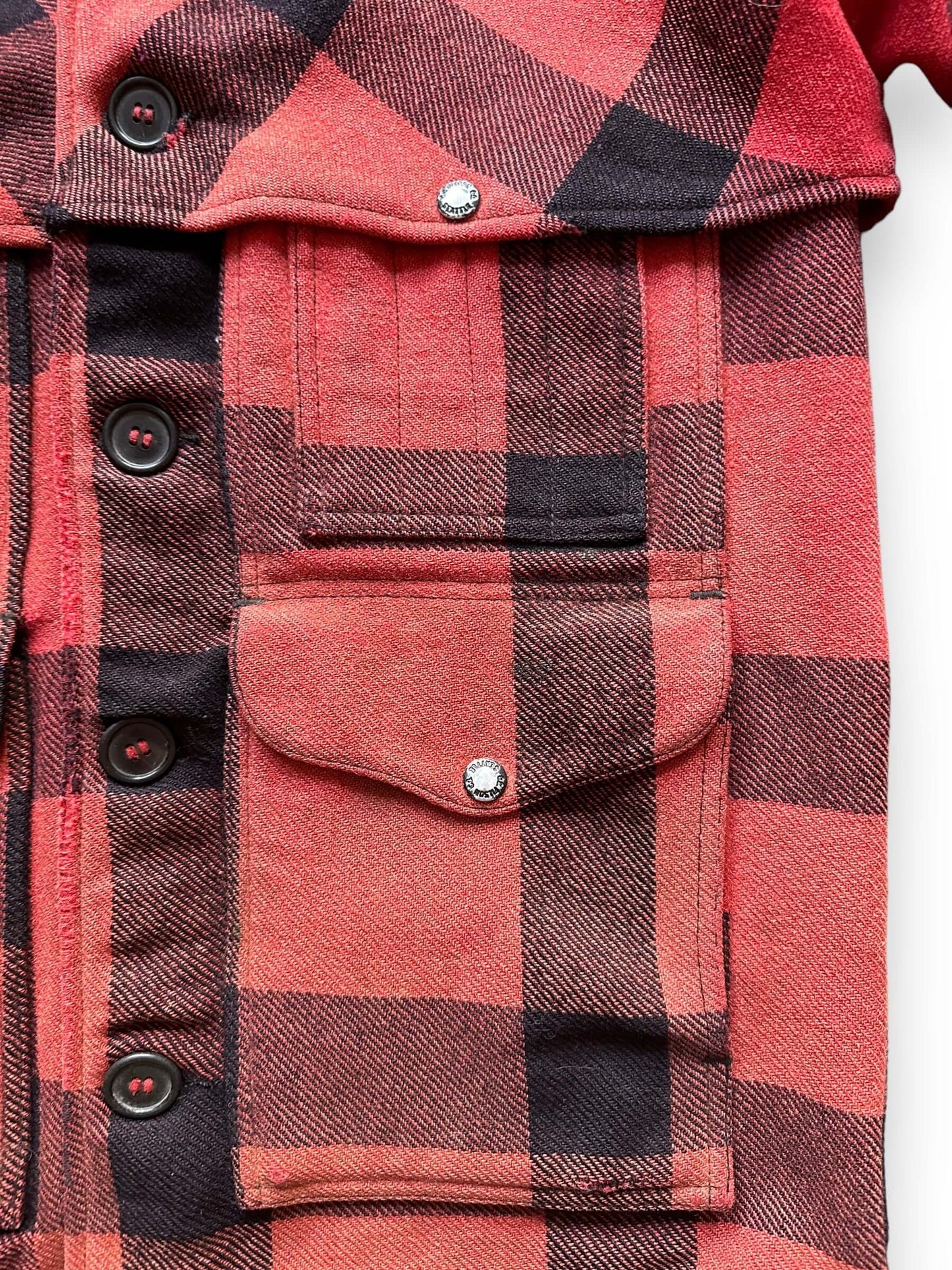 Front Left Pockets on Vintage Sunfaded Filson Double Mackinaw SZ 36