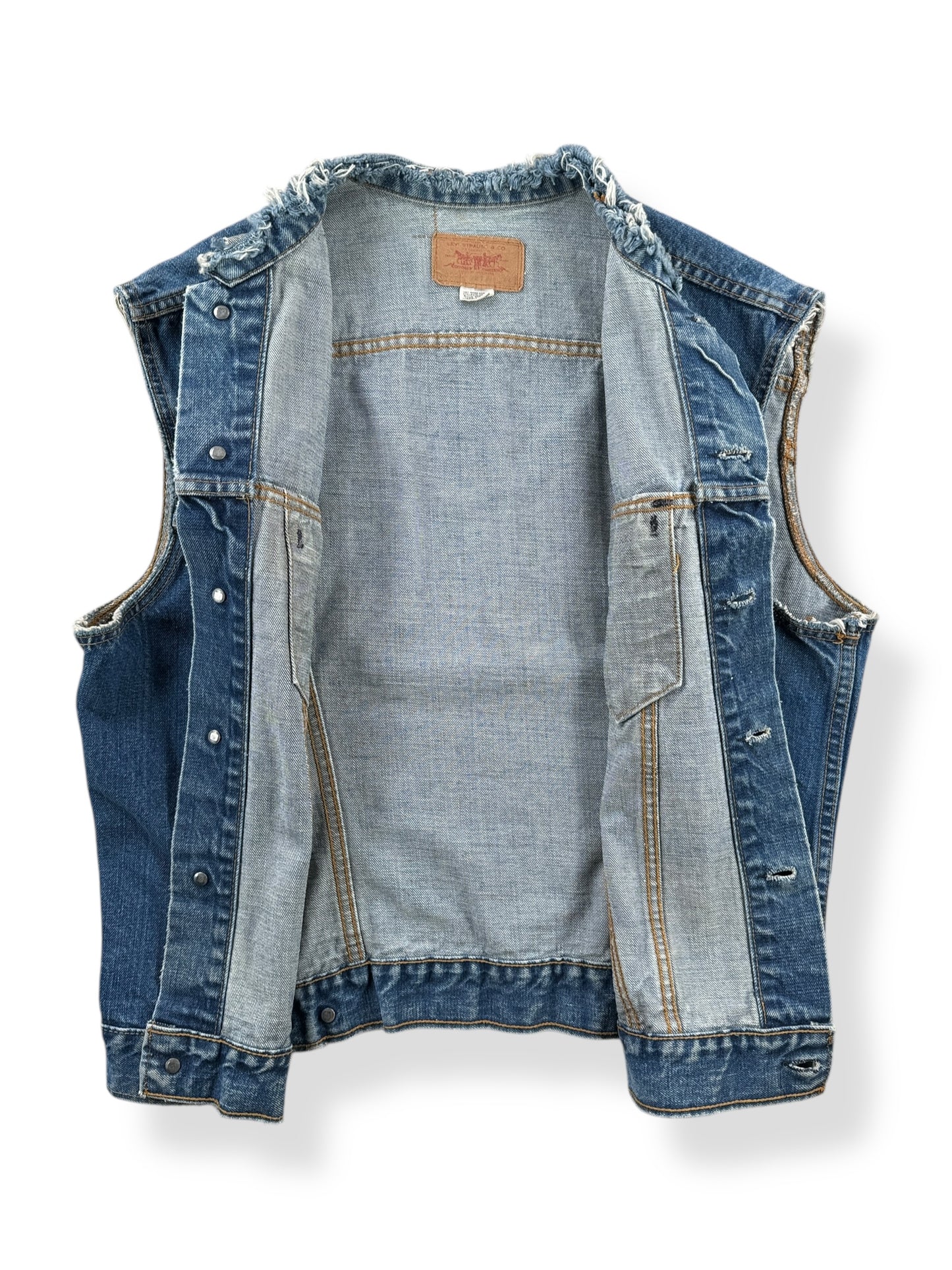 Inside of Vintage Levis Denim Chopper Vest SZ 44