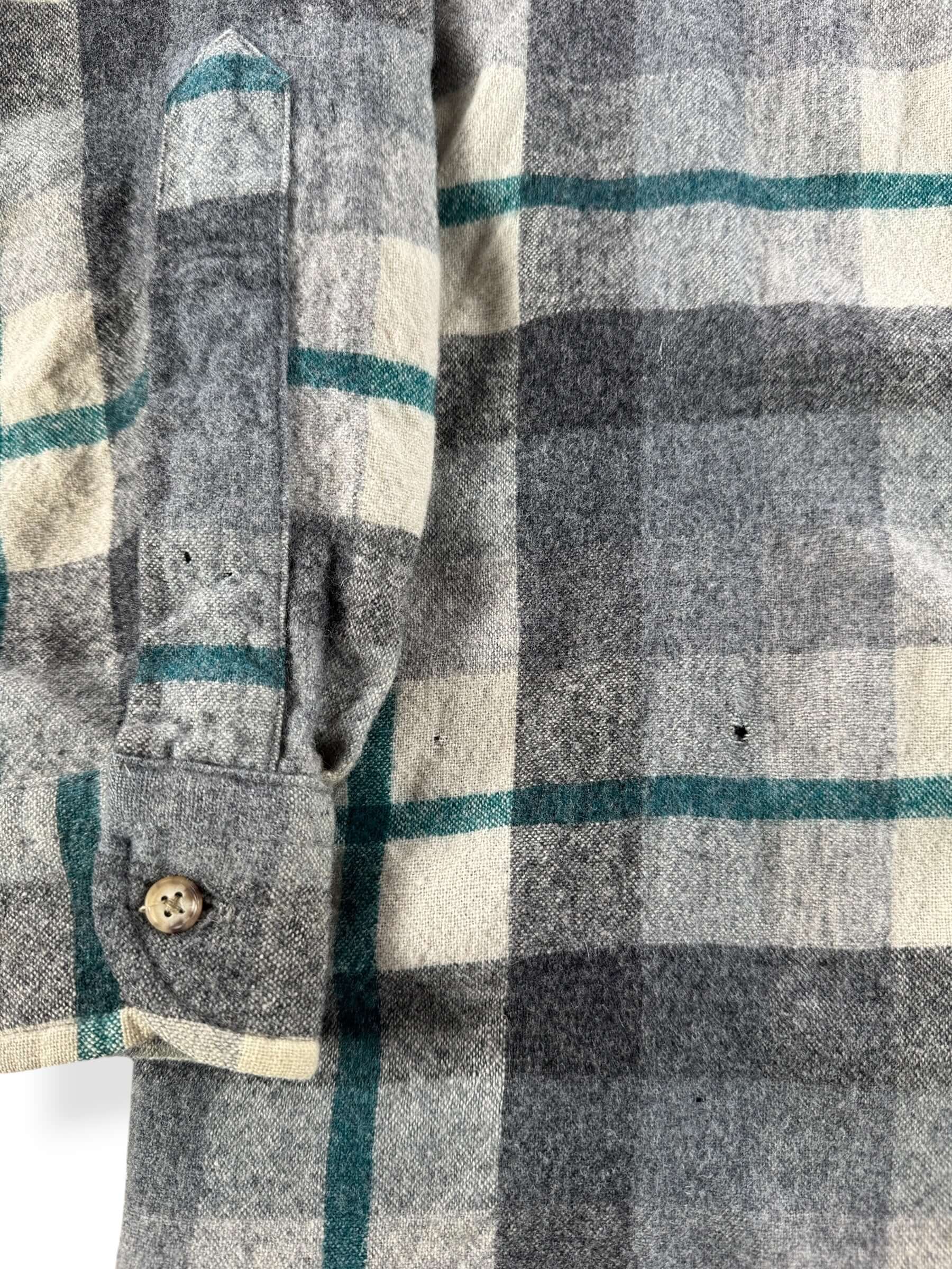 Holes on Vintage Grey & Green Pendleton Flannel SZ L - AS IS