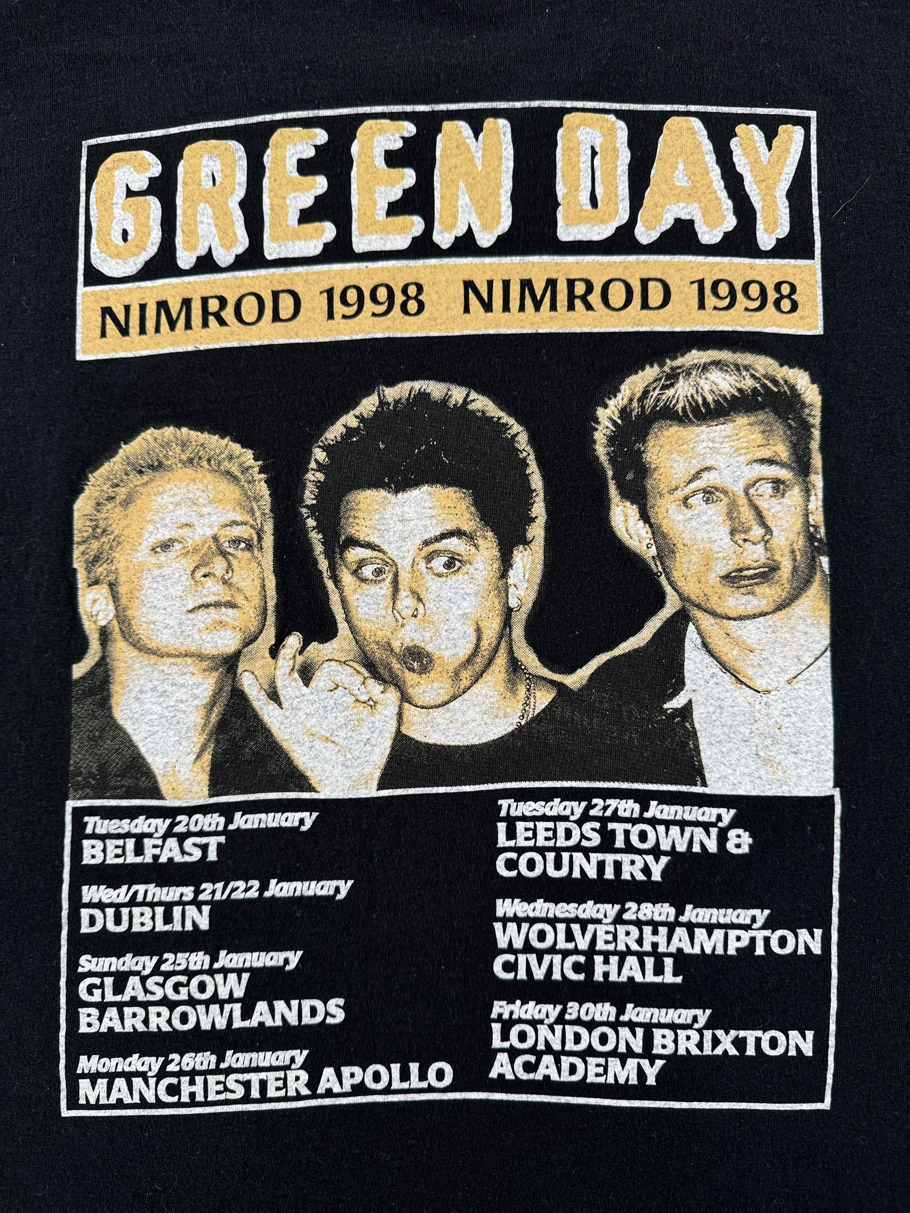 Back Graphic of Vintage 1998 Green Day Nimrod Tour Tee SZ XL (Fits L)