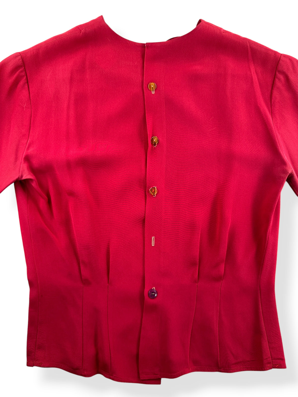 Close-up of back of Vintage 40's Rayon Crepe Blouse SZ M/L - AS IS