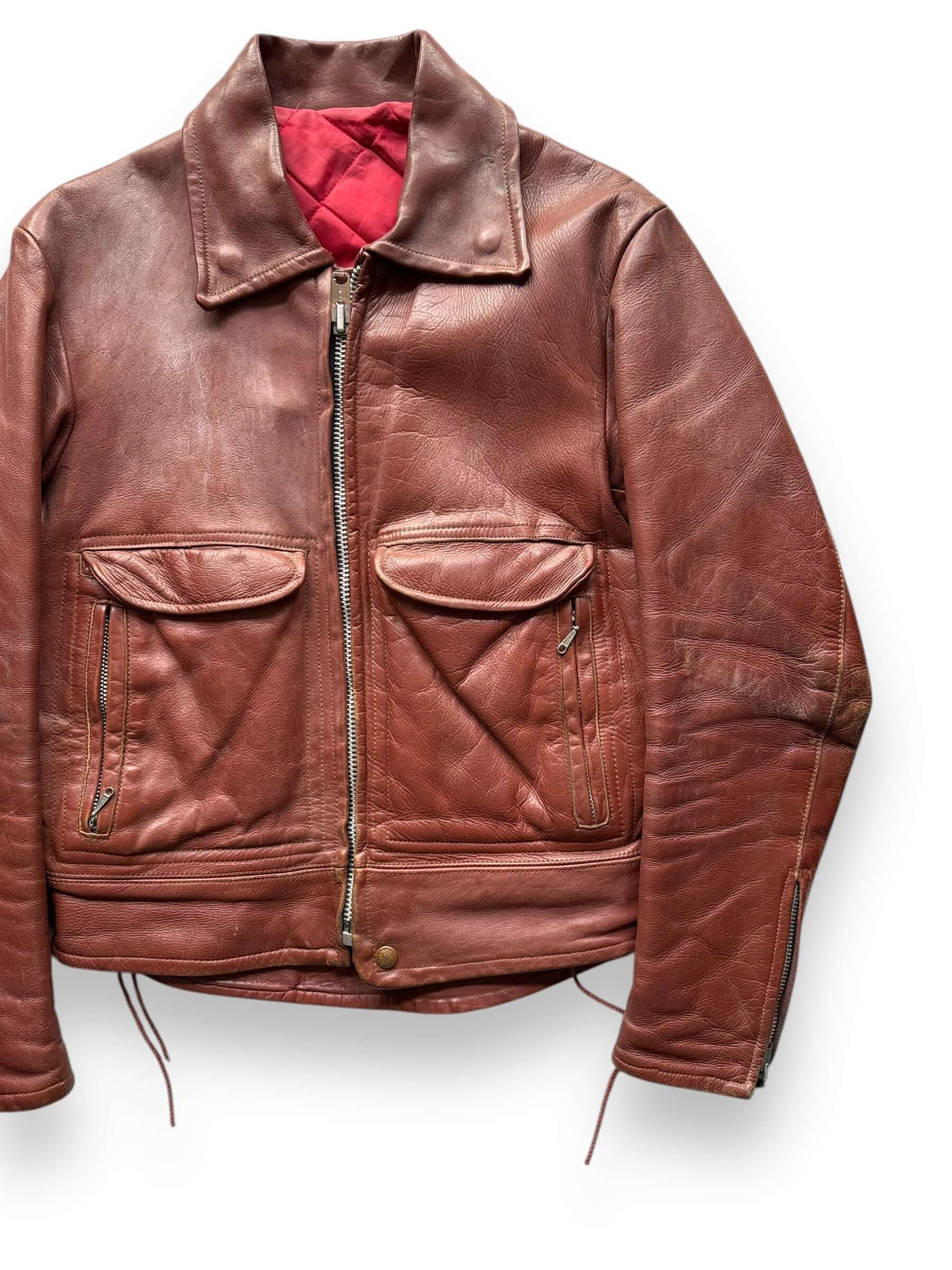 Front Left View of Vintage Apparel Annex Leather Jacket SZ M
