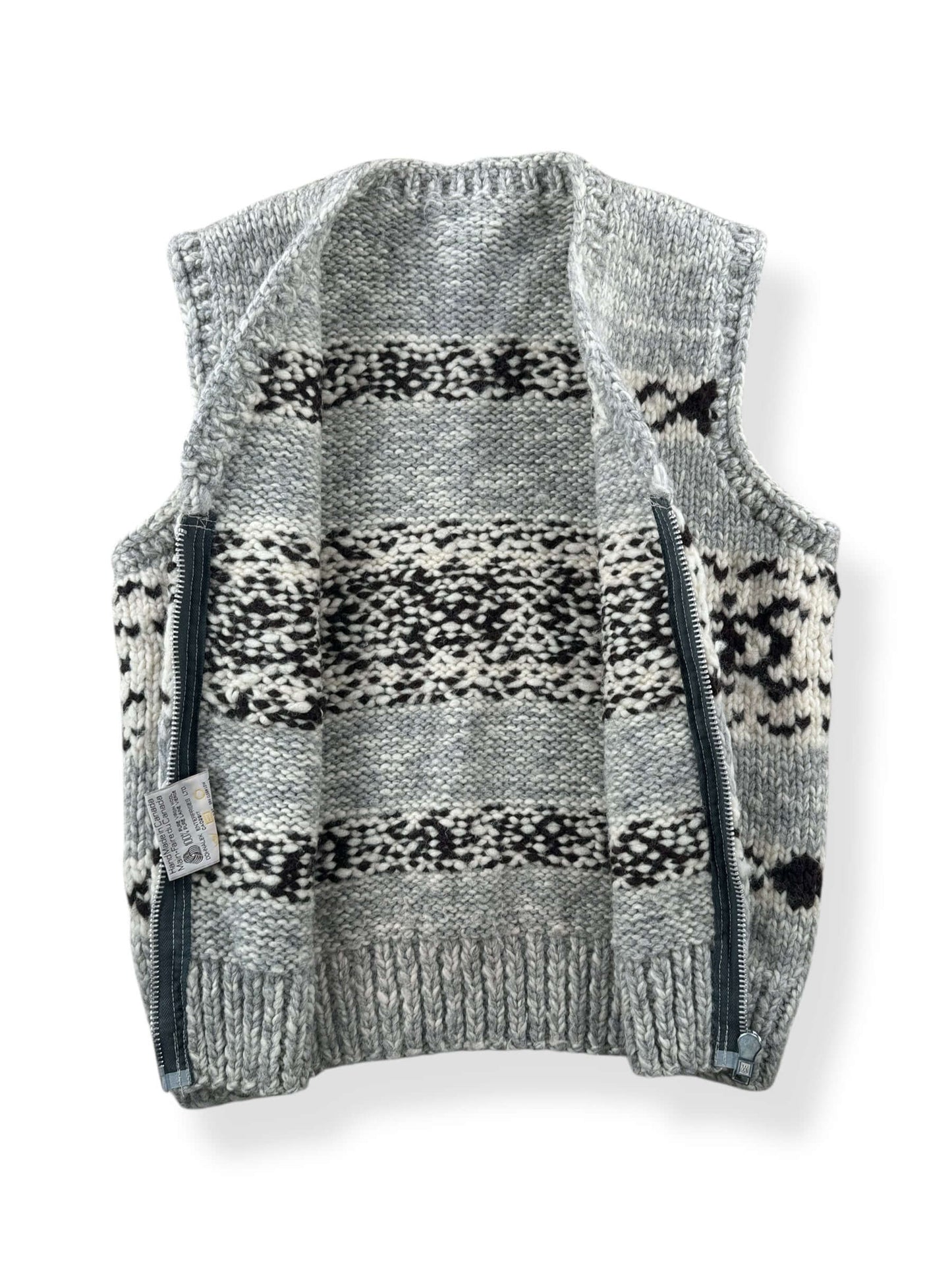 Inside of Vintage Cowichan Style Vest SZ M