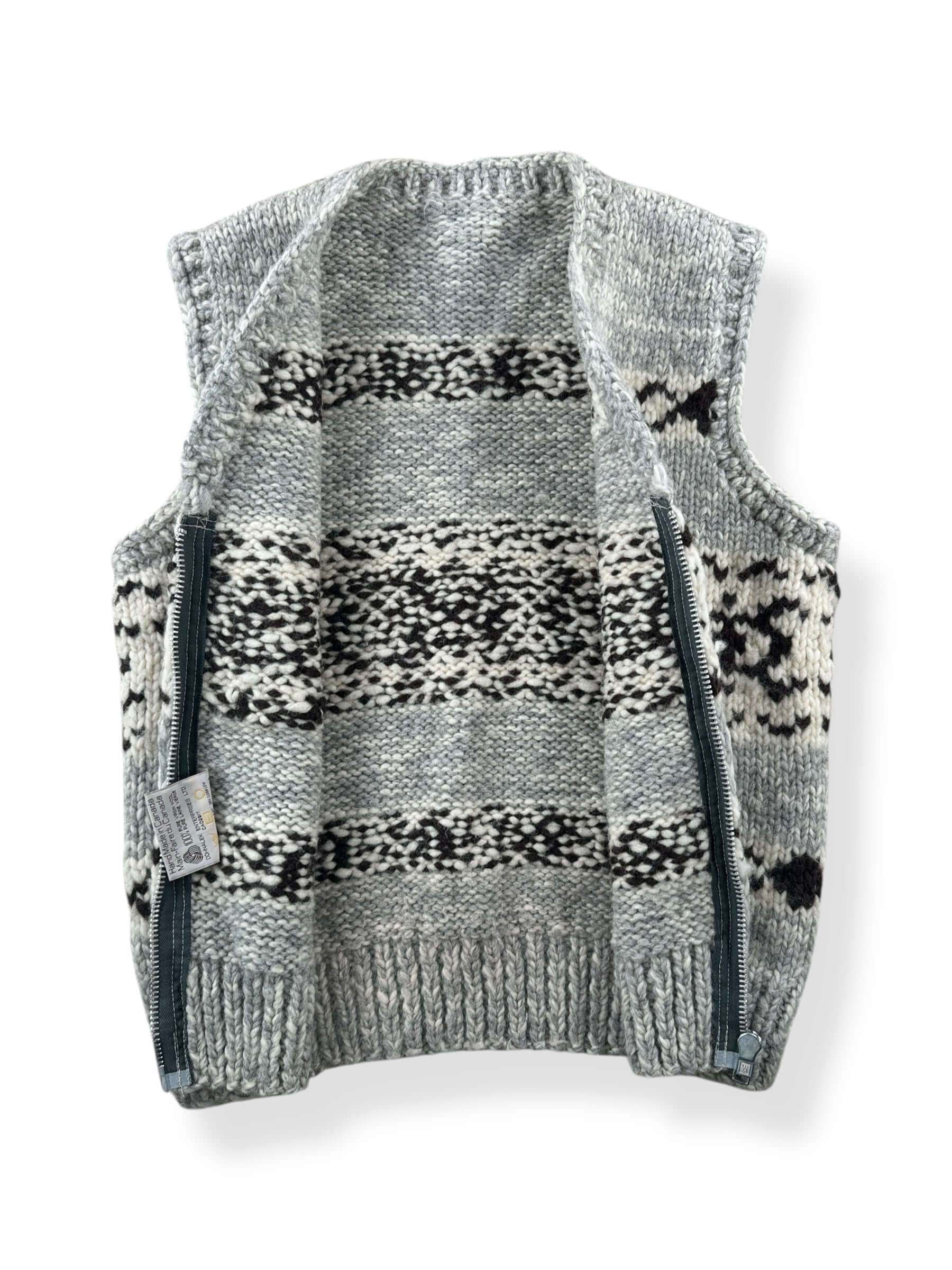 Inside of Vintage Cowichan Style Vest SZ M