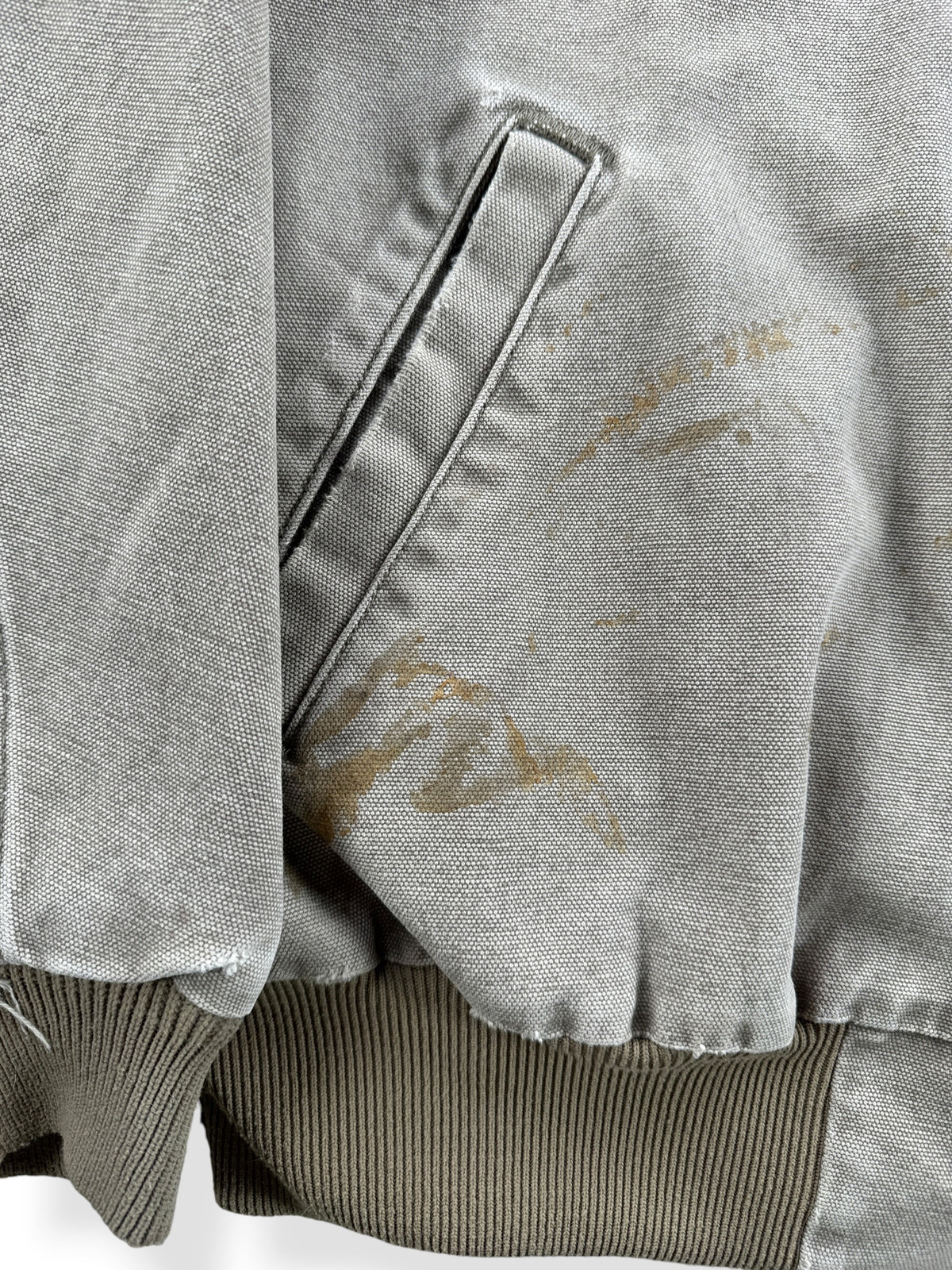 Staining near pocket on Vintage Distressed Carhartt Work Jacket SZ XL