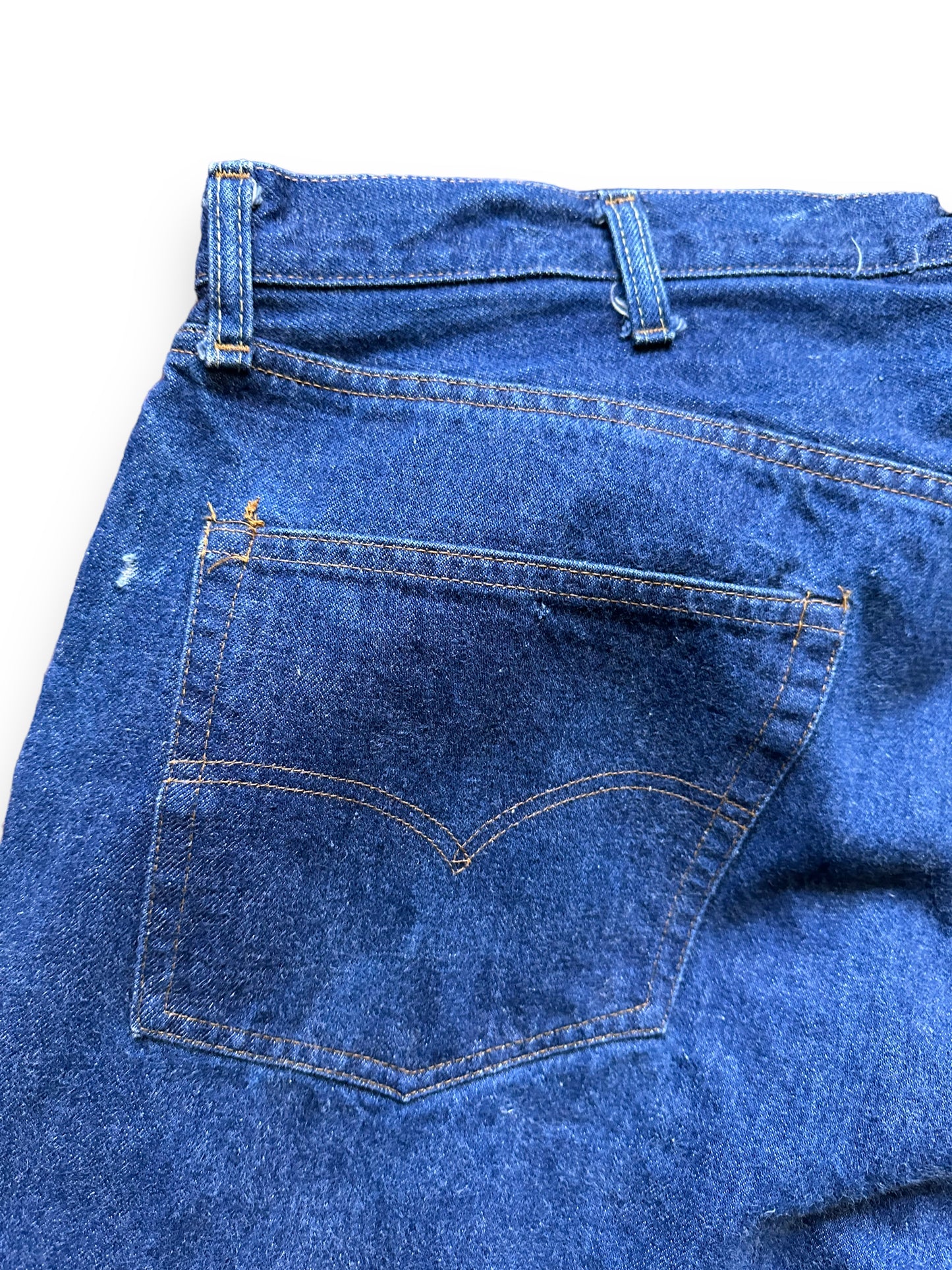 Small Abrasion Near Left Pocket on Vintage Double Stitch Levi's 501 Redlines W41 | Vintage Selvedge Denim Seattle | Barn Owl Vintage Workwear