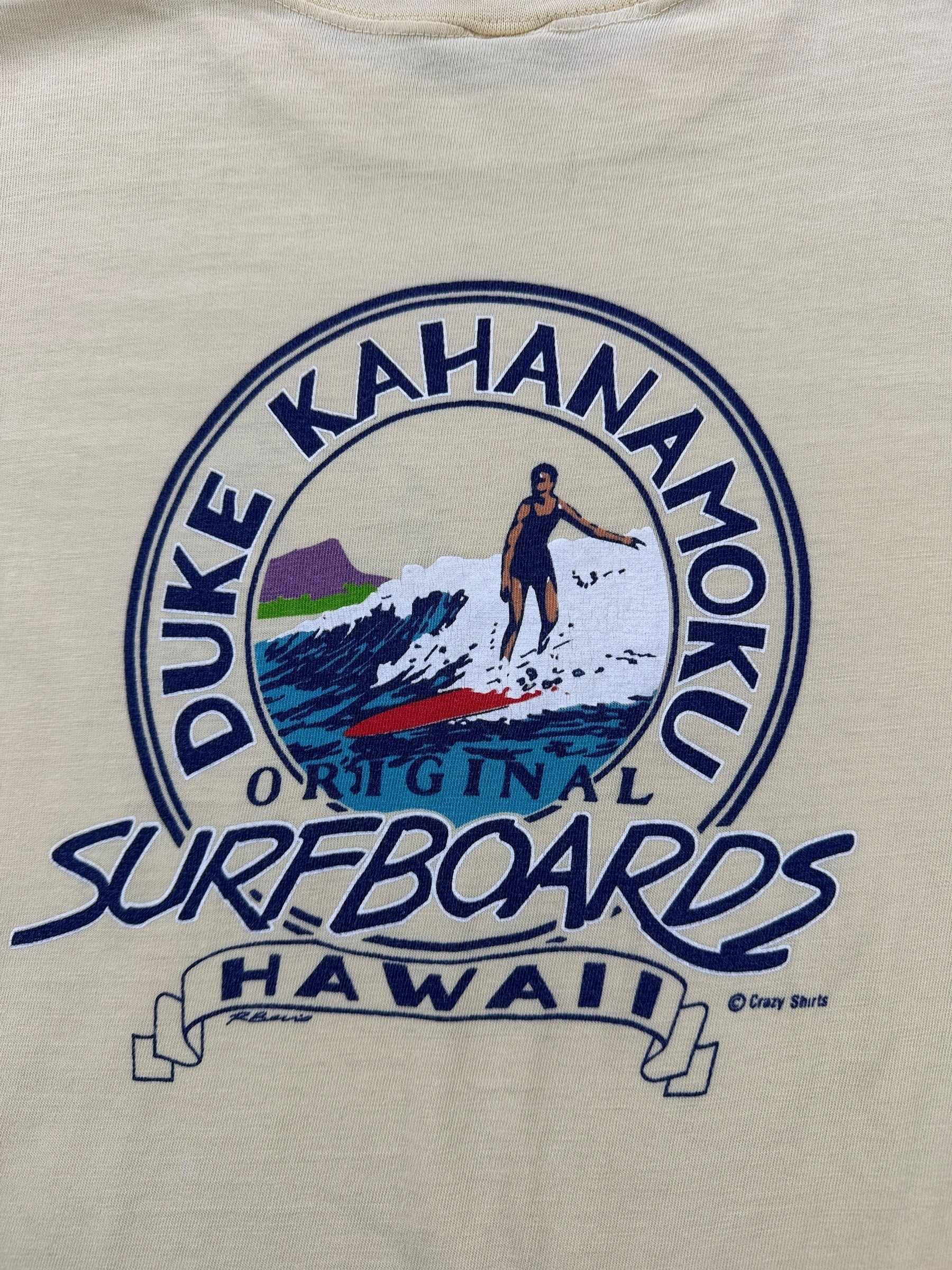 Back Graphic of Vintage Duke Kahanamoku Crazy Shirts Tee SZ S