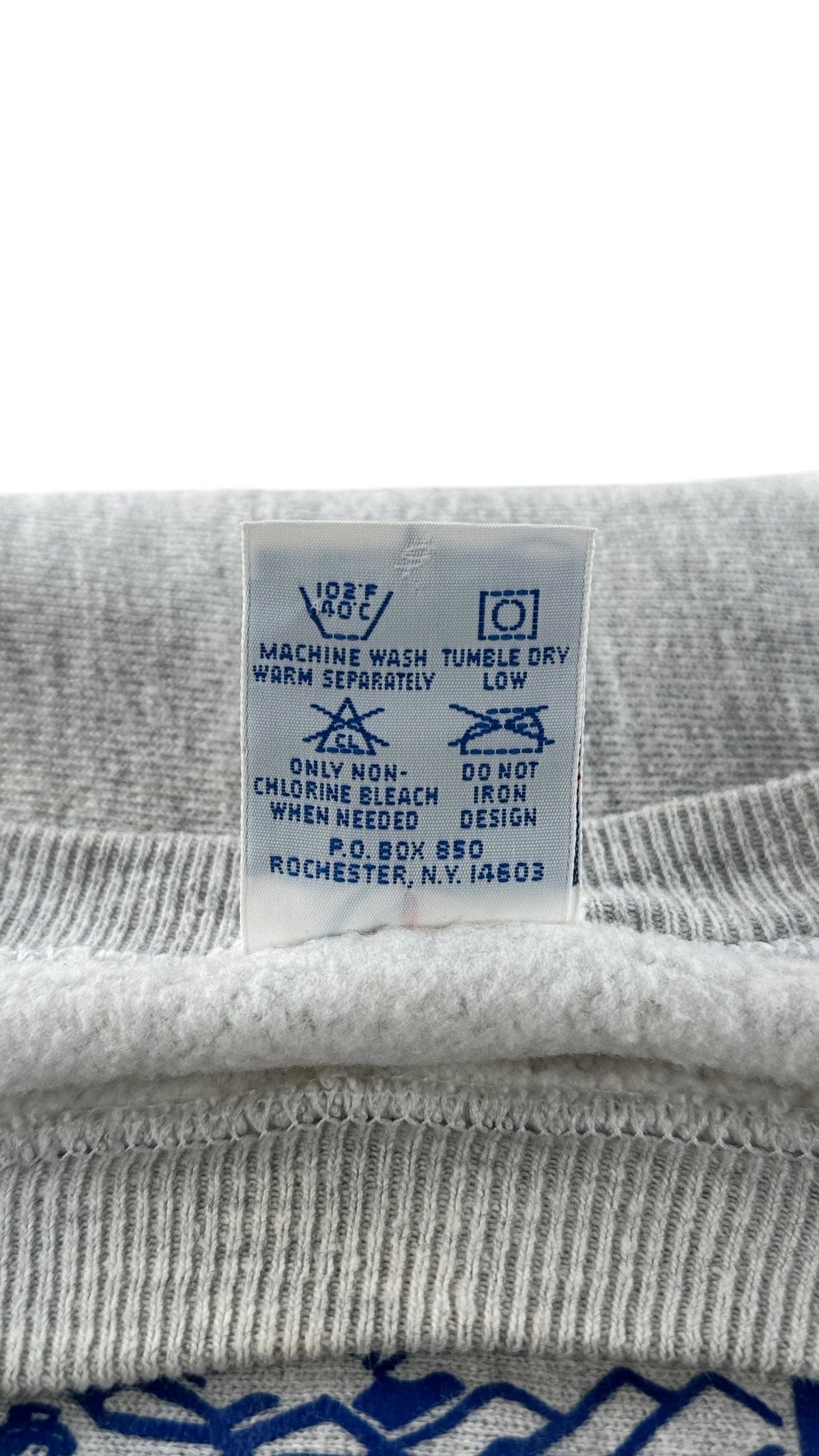 Back of tag on Vintage Northern Arizona Champion Reverse Weave Crewneck SZ XXL (Fits XL)