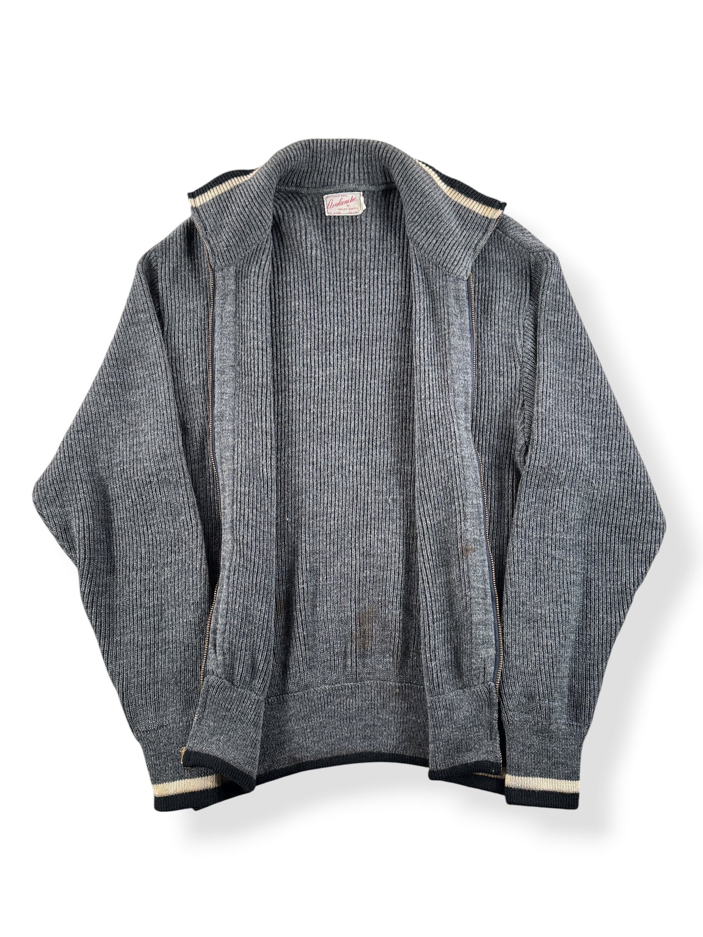 Inside of Vintage Avalanche Zip Up Cardigan SZ L (Fits M)