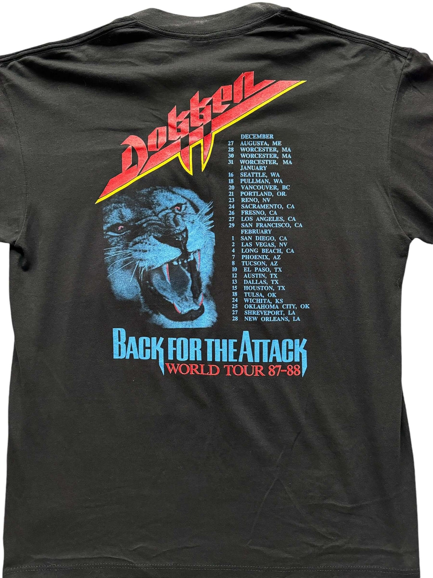 Rear Detail on Vintage Dokken Back for the Attack Tee SZ L