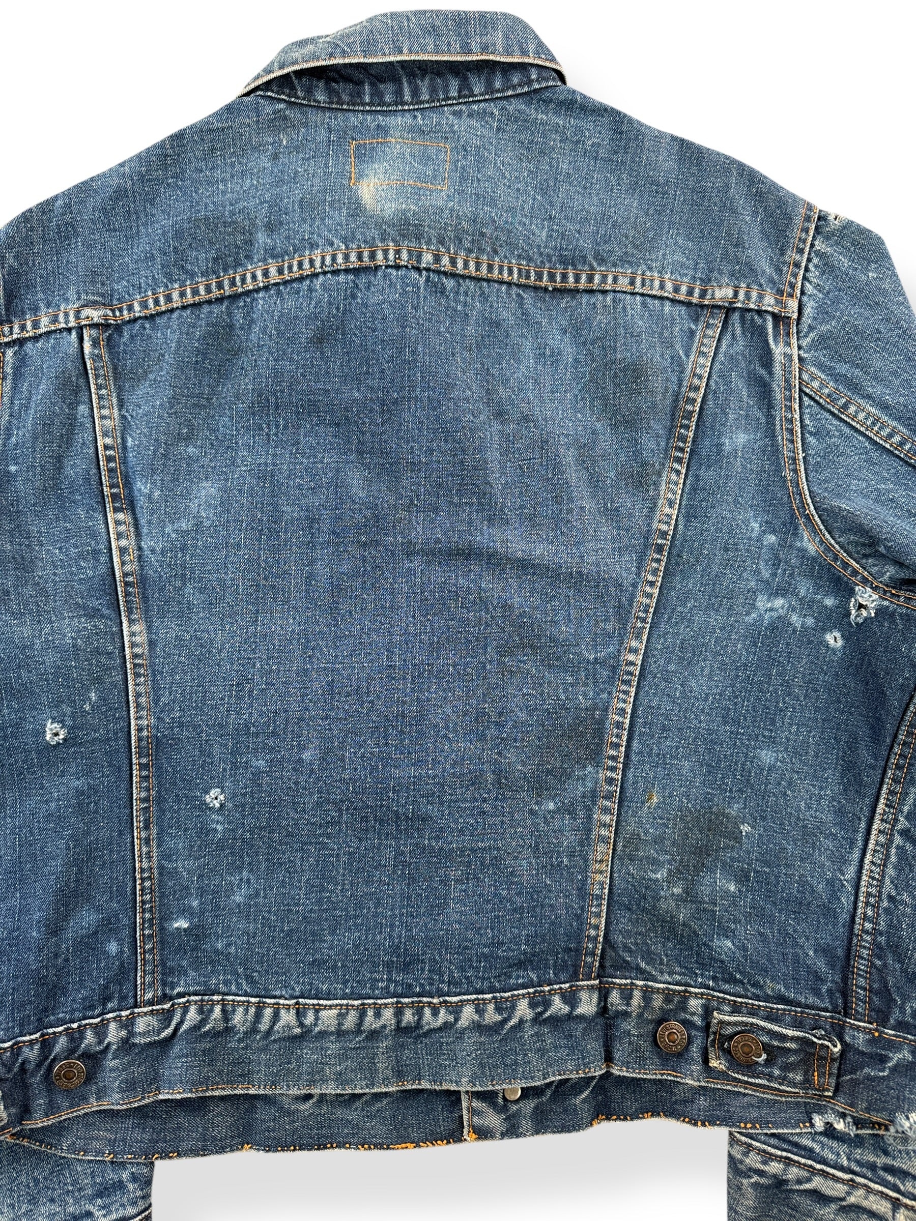 Wear on Vintage Dark Wash Big E Levis 70505 Trucker Jacket SZ 48
