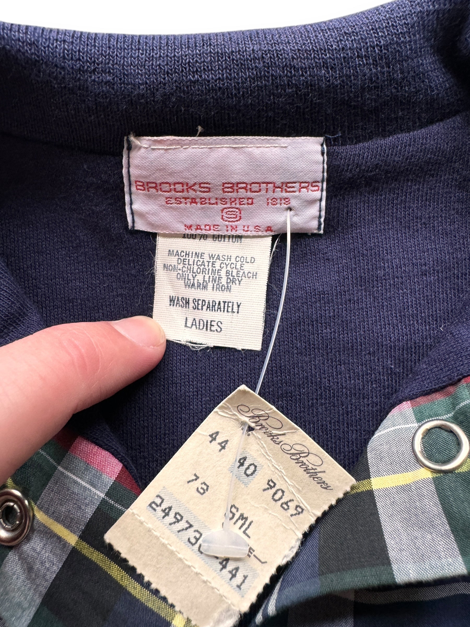 tag on Vintage NOS Ladies Brooks Brothers Plaid Light Jacket SZ S