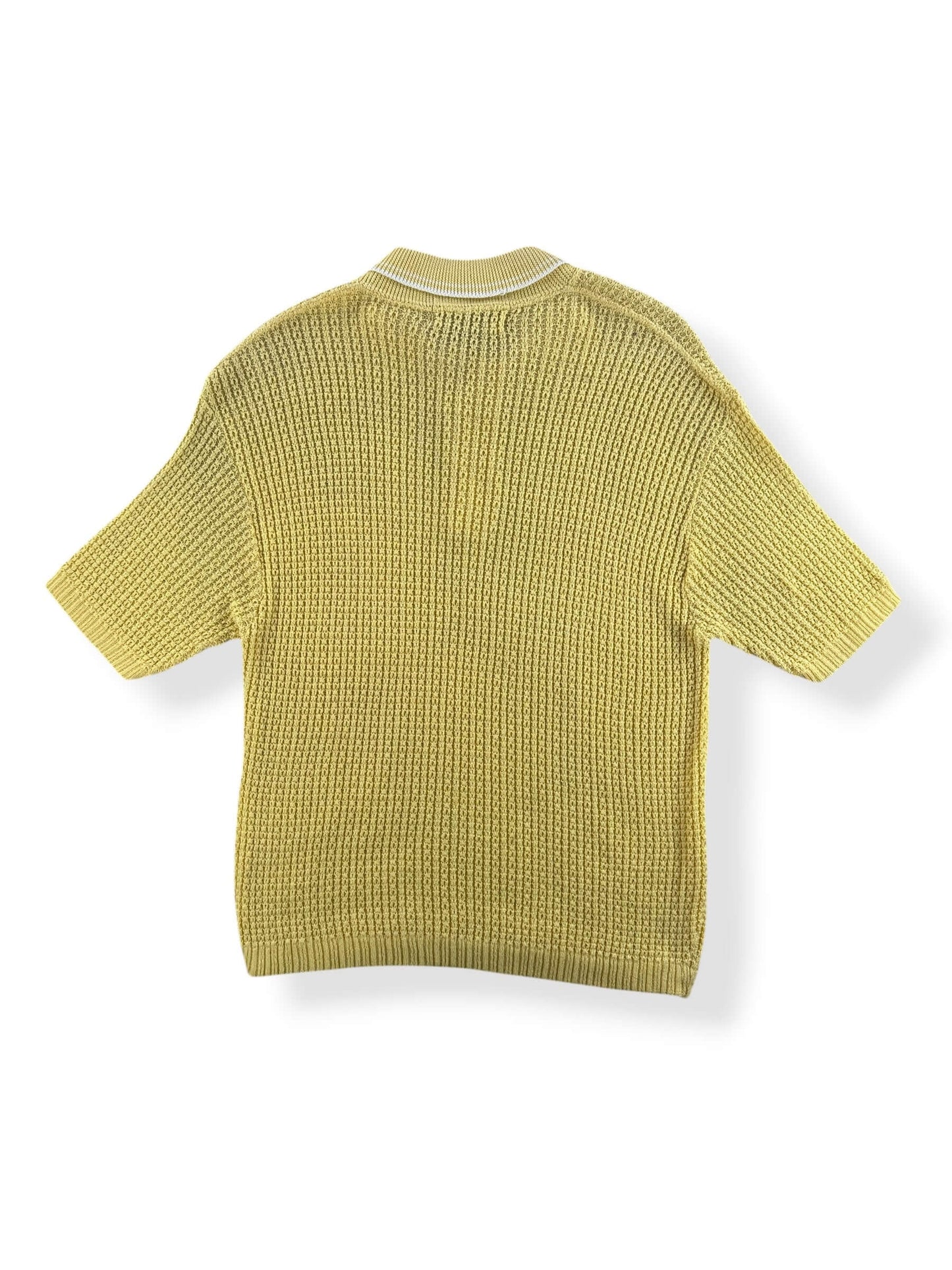 Back of Vintage Barclay Yellow Knit Polo SZ XL (Fits M)