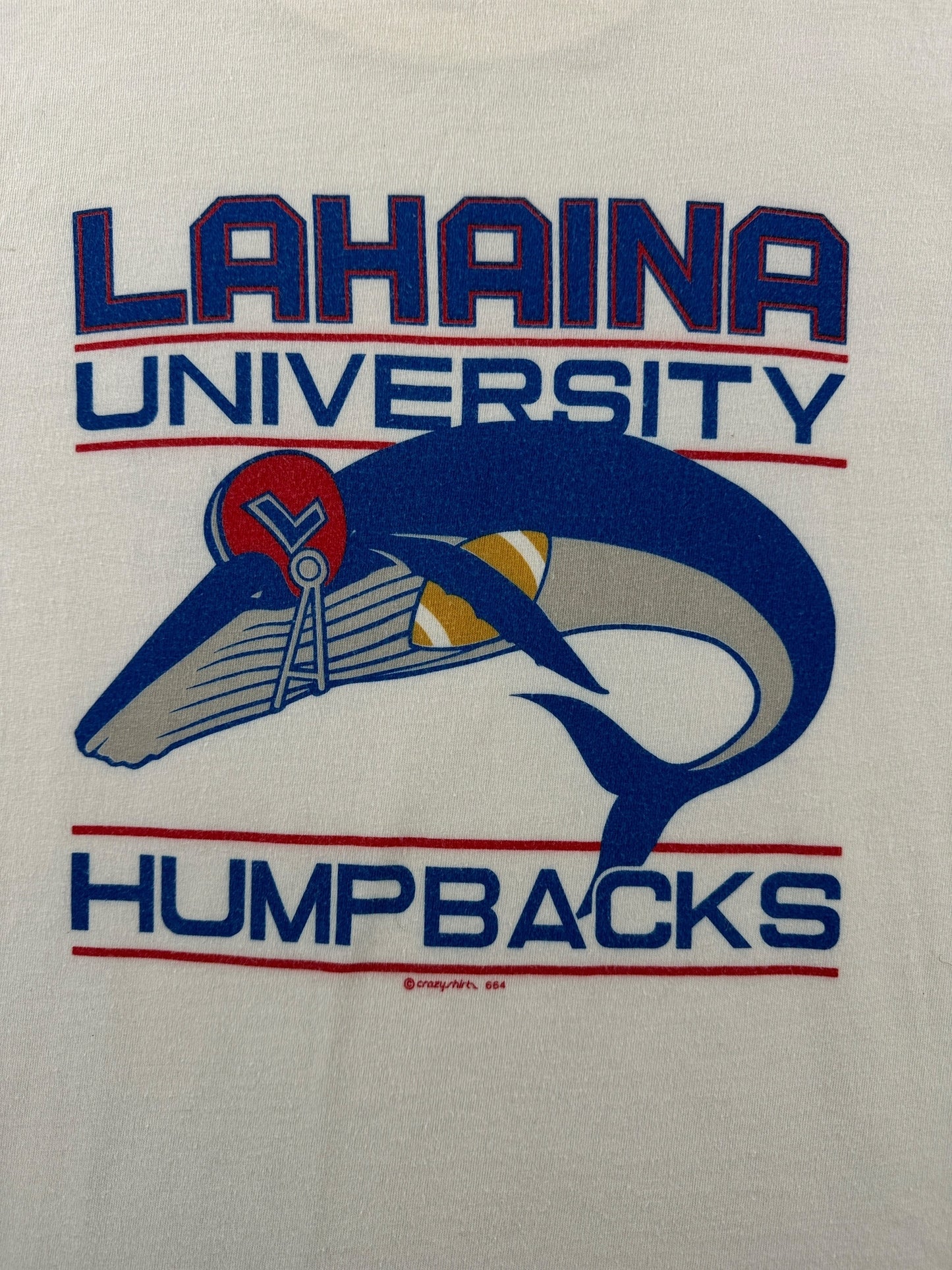 Back Graphic of Vintage Lahaina Humpbacks Tee SZ S