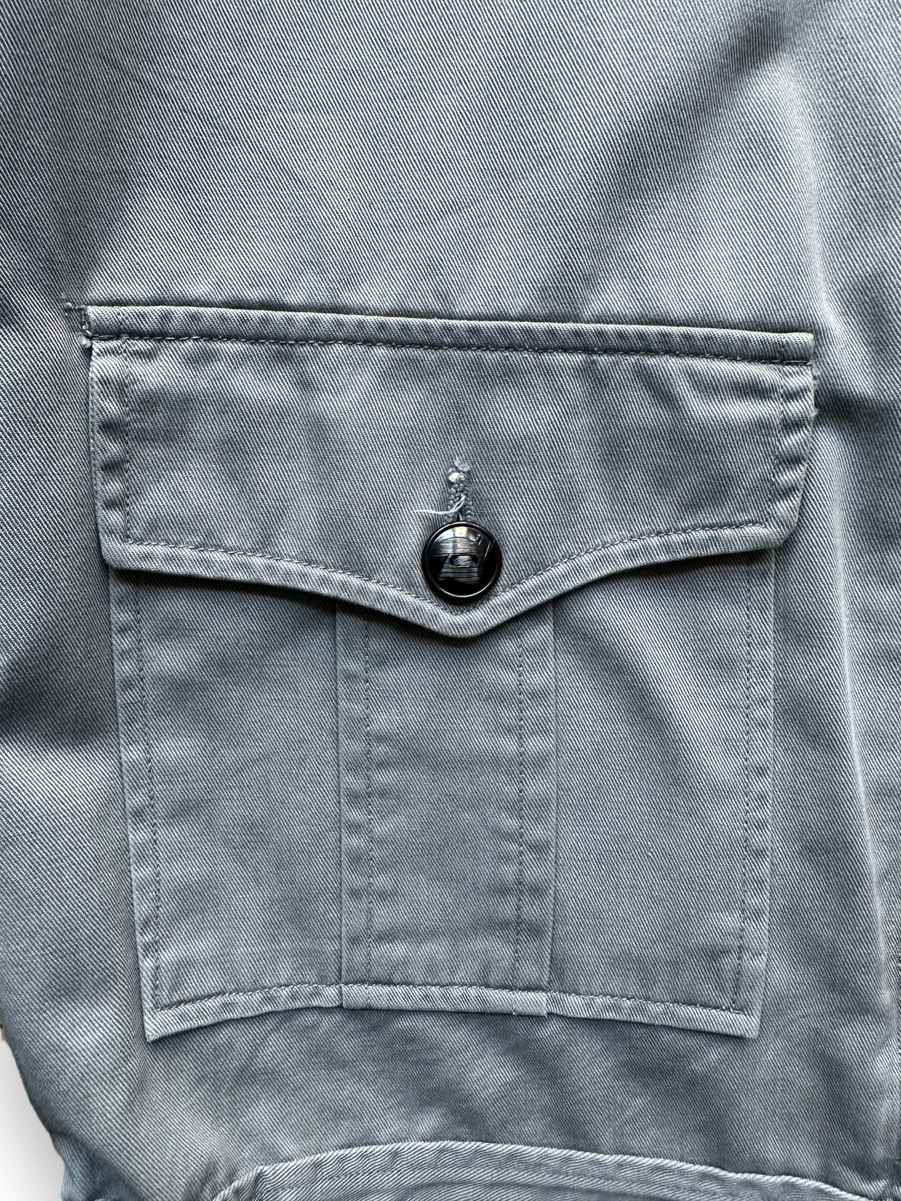 Front Right Pocket on Vintage Grey Chainstitched Siegels Uniform Workwear Jacket SZ M | Vintage Workwear Seattle | Barn Owl Vintage Goods