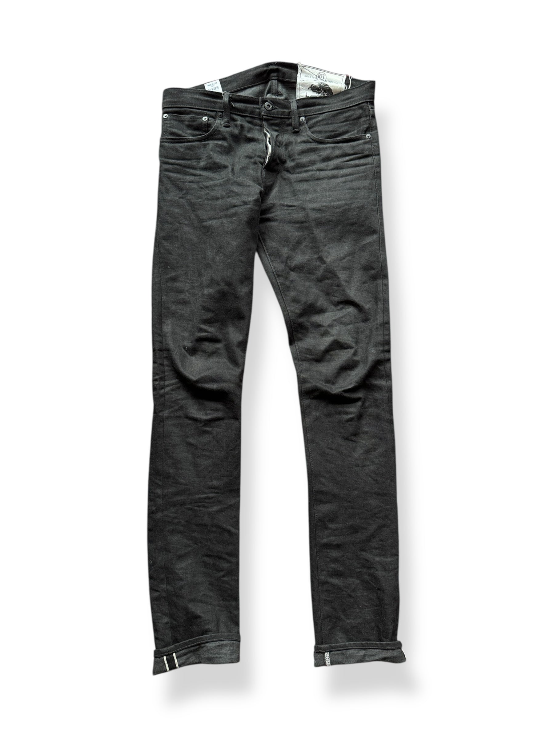 Front of Rogue Territory Black Skinny Japanese Selvedge W31