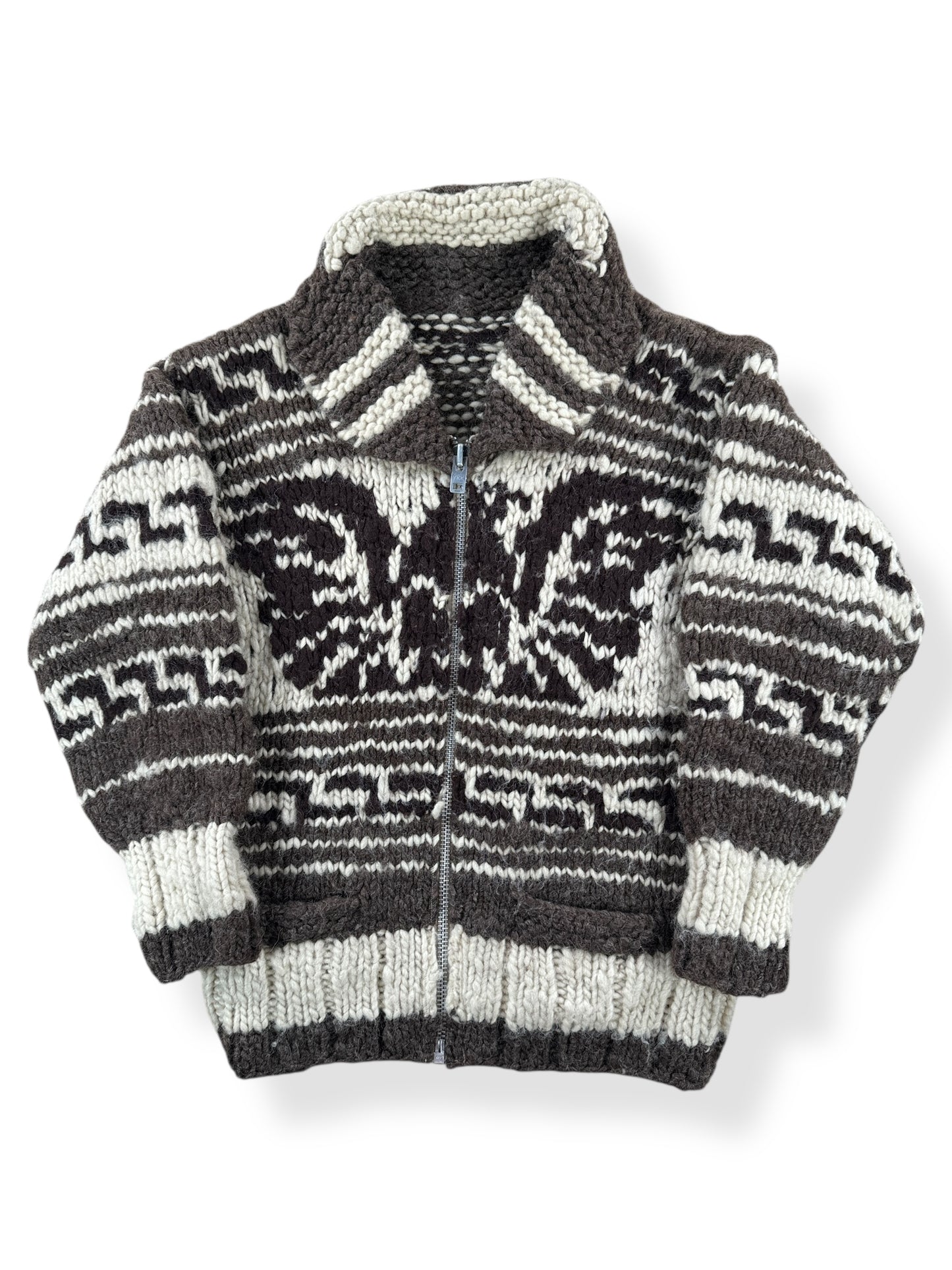 Front of Vintage Thunderbird Cowichan Sweater SZ M