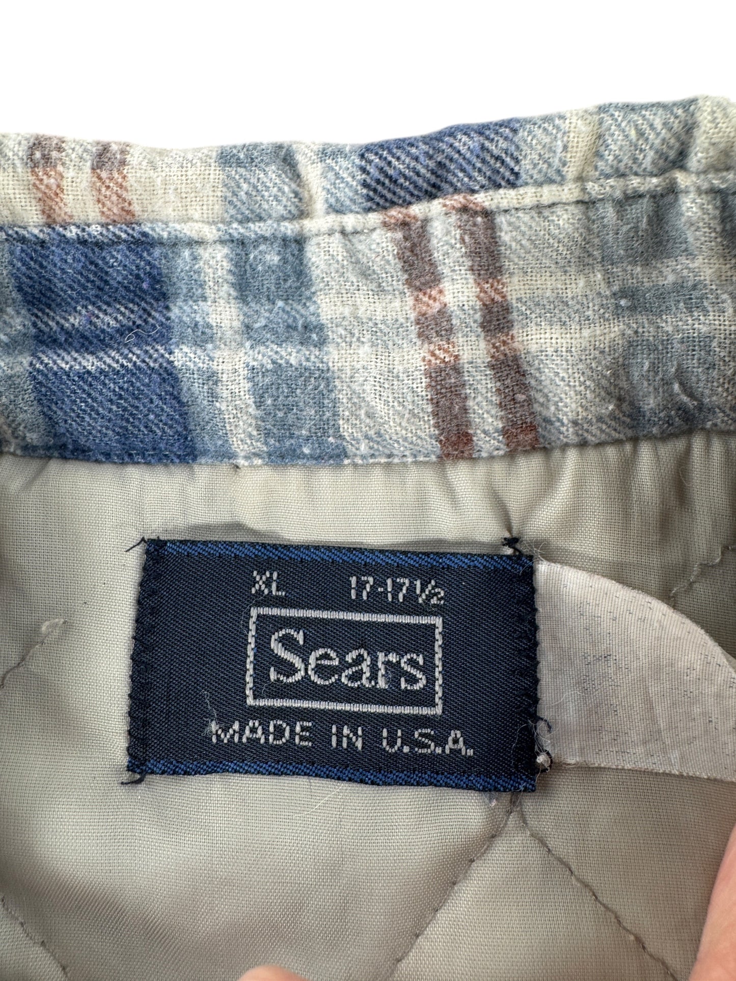 Vintage Worn In Sears Lined Printed Flannel SZ XL