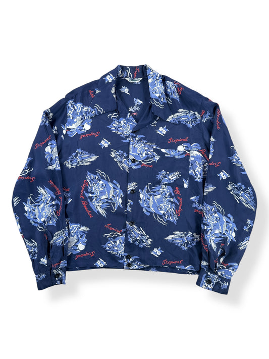 Front of Vintage Long Sleeve Driftwood Aloha Shirt SZ L