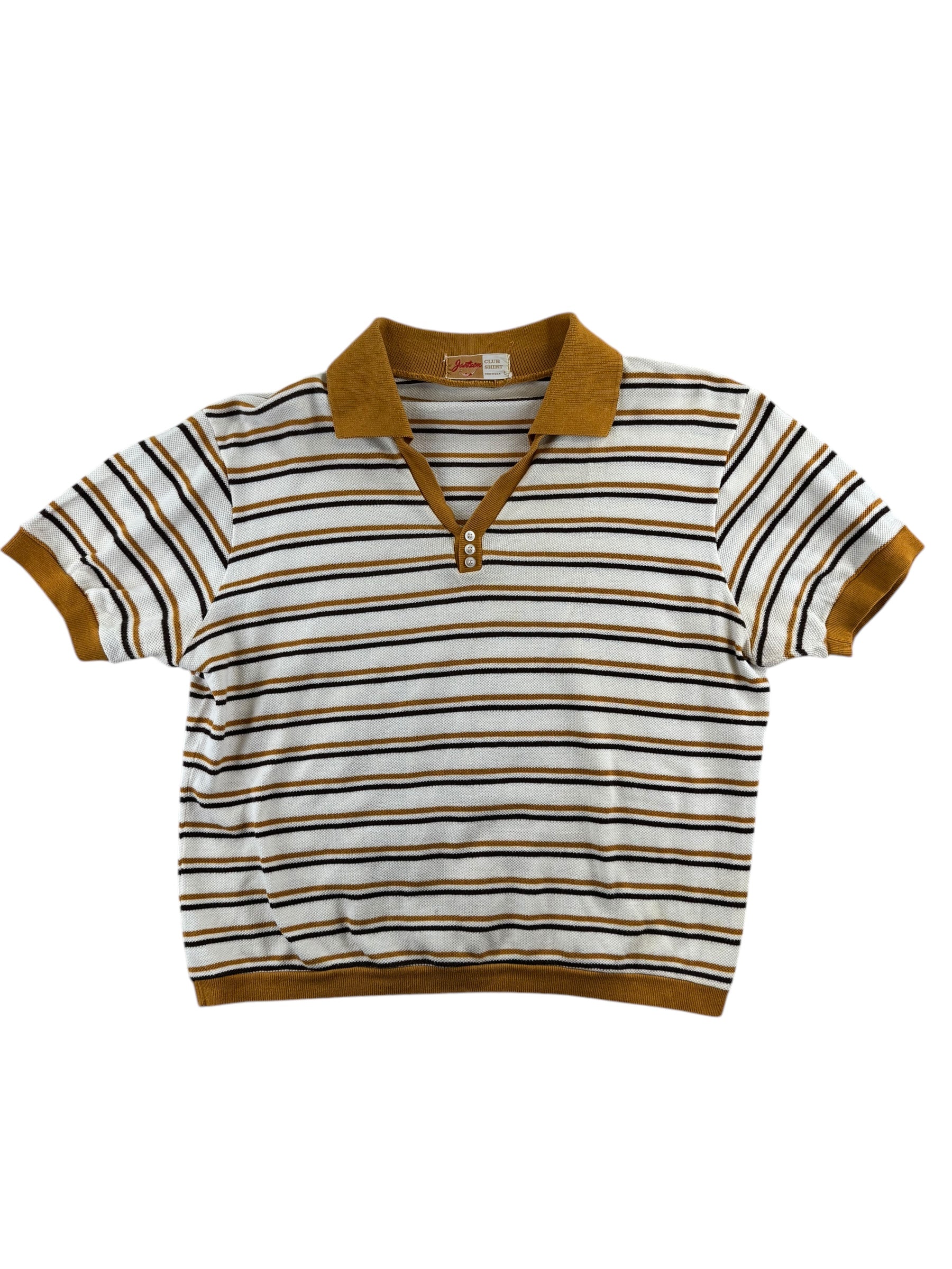 Front view of 1960s Jantzen Striped Club Shirt L