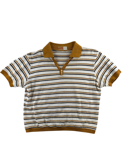 Front view of 1960s Jantzen Striped Club Shirt L