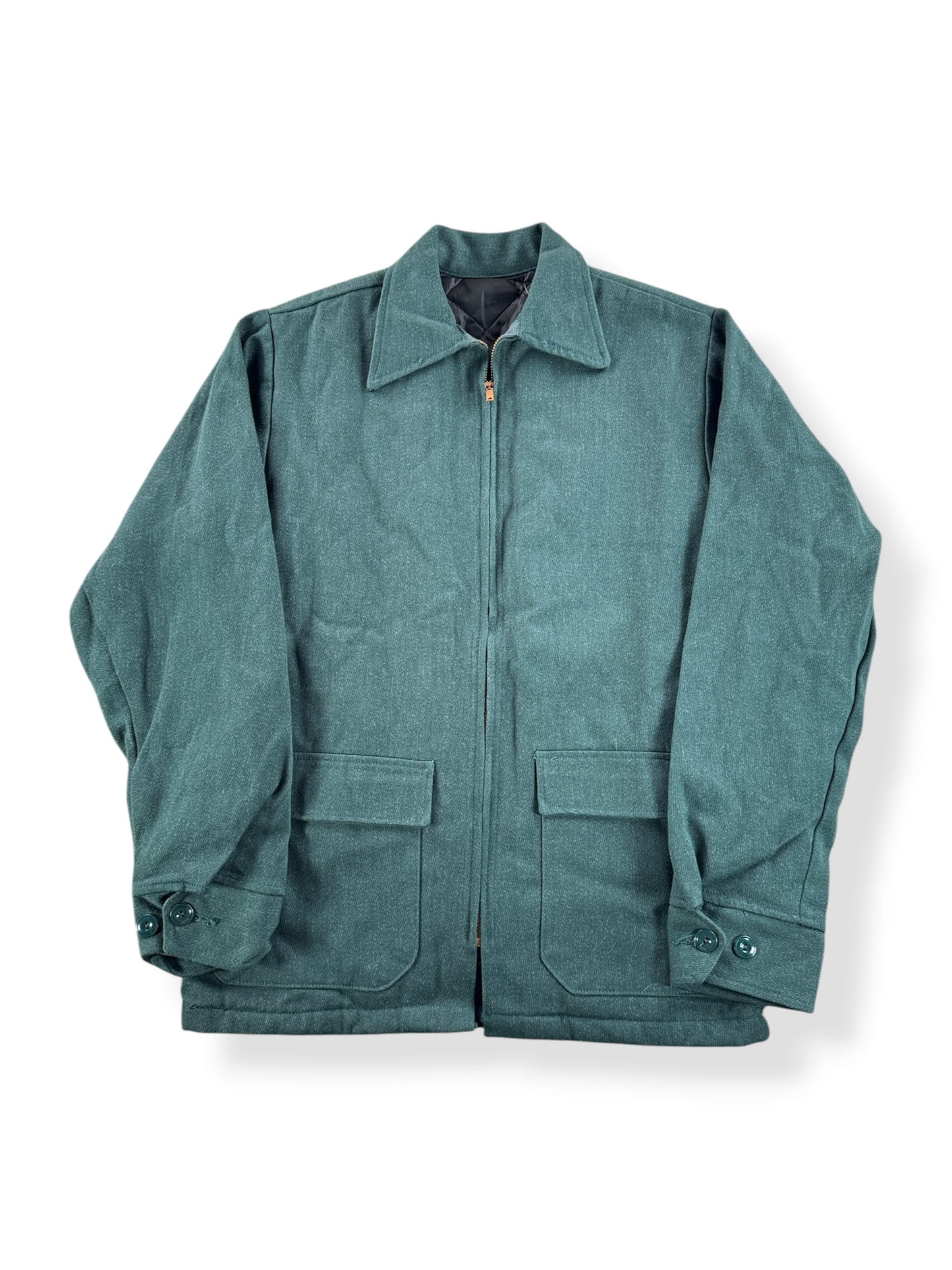 Front of Vintage Green Quilted Cotton Twill Work Jacket SZ 36