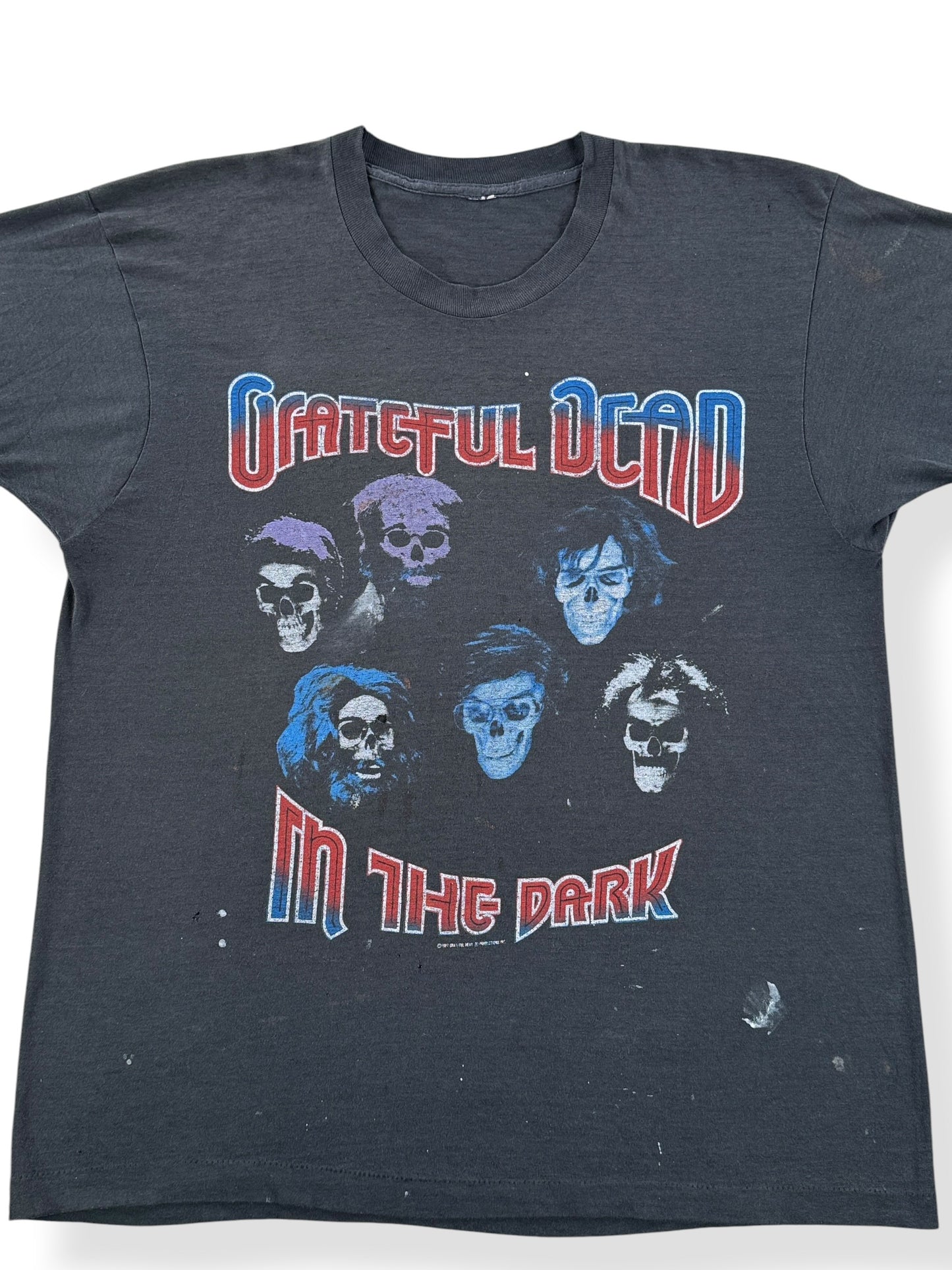 Front Close Up of Vintage 1987 Grateful Dead In The Dark Tee SZ L
