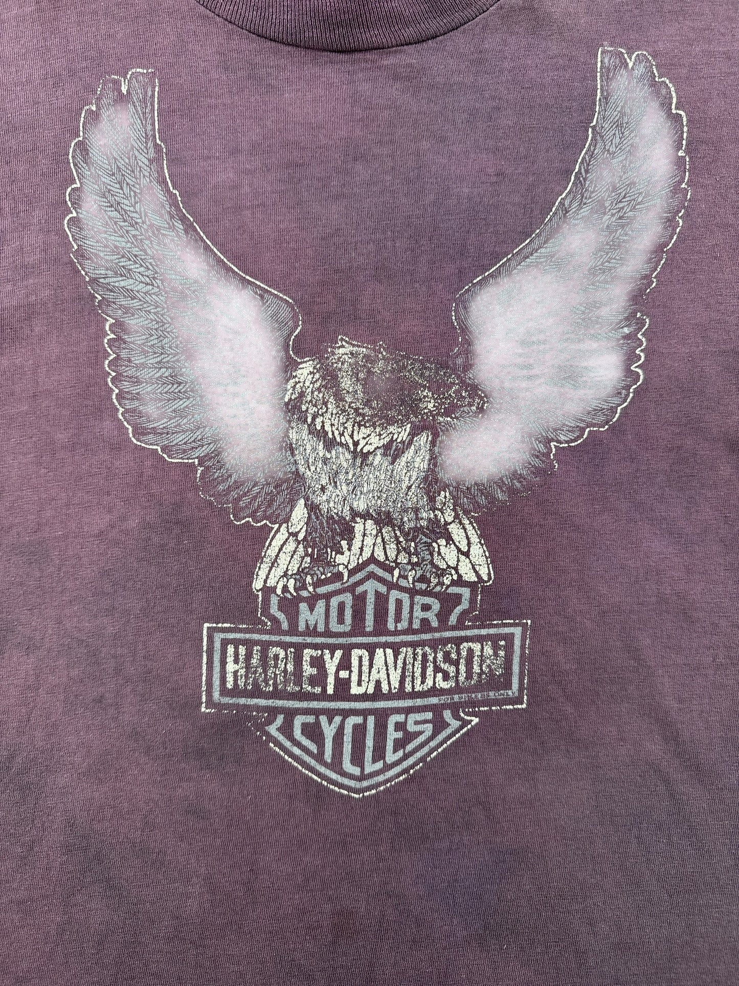 Front graphic on Vintage 1980s Harley For Bikers Only Kansas Tee SZ L (Fits M)