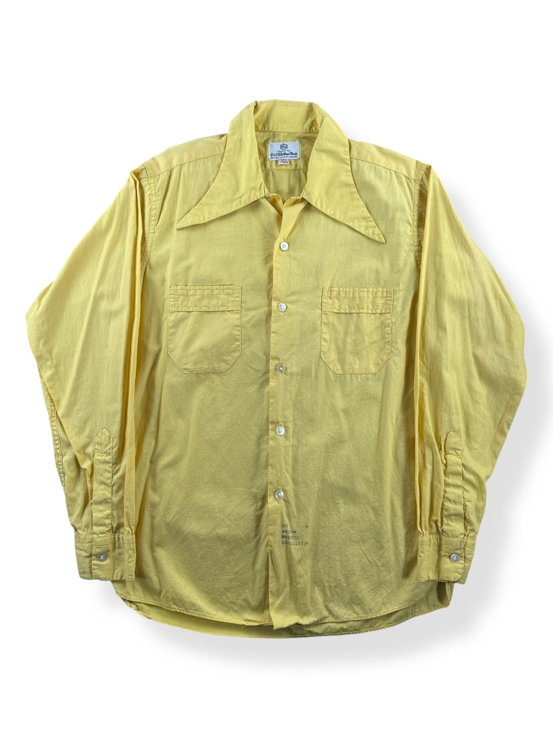 Front of Vintage Yellow D&G Cloth Shop Yellow Dagger Collar Shirt SZ M