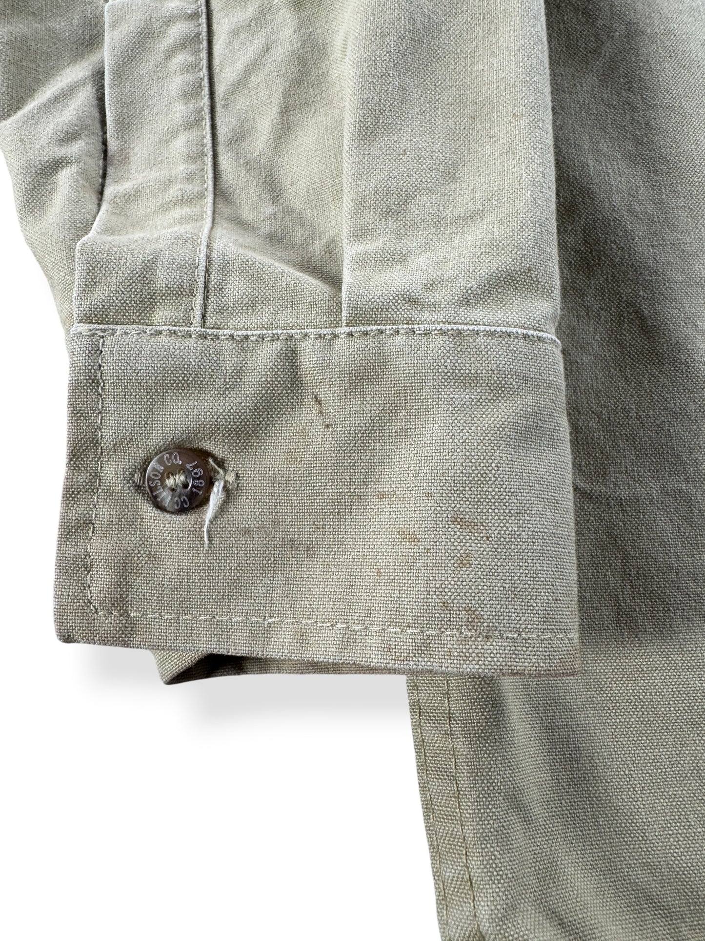 Wear on Vintage Filson Khaki Dry Tin Shirt SZ S