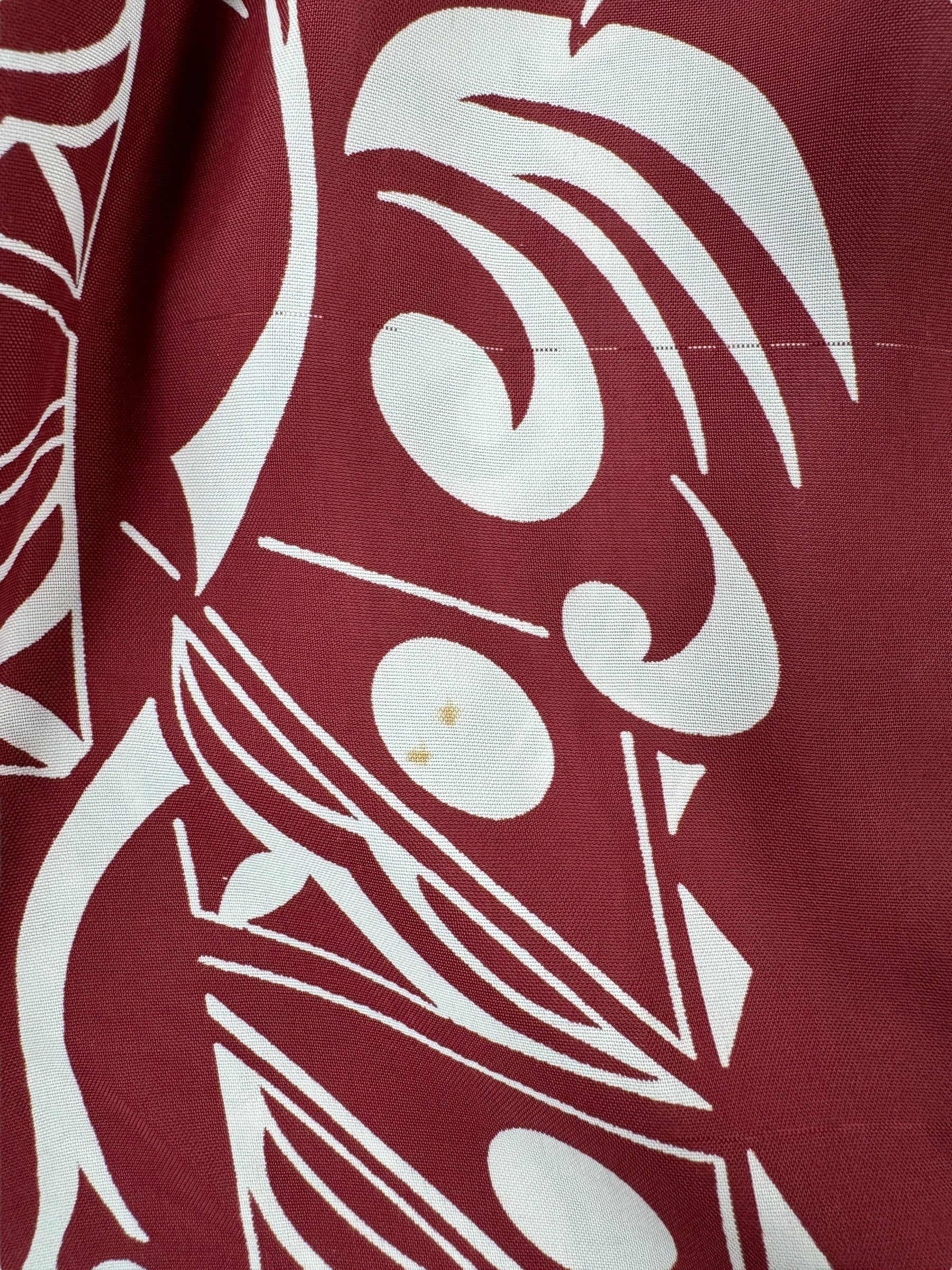 Small Stain on Vintage Made in California Border Print Aloha Shirt SZ L AS IS