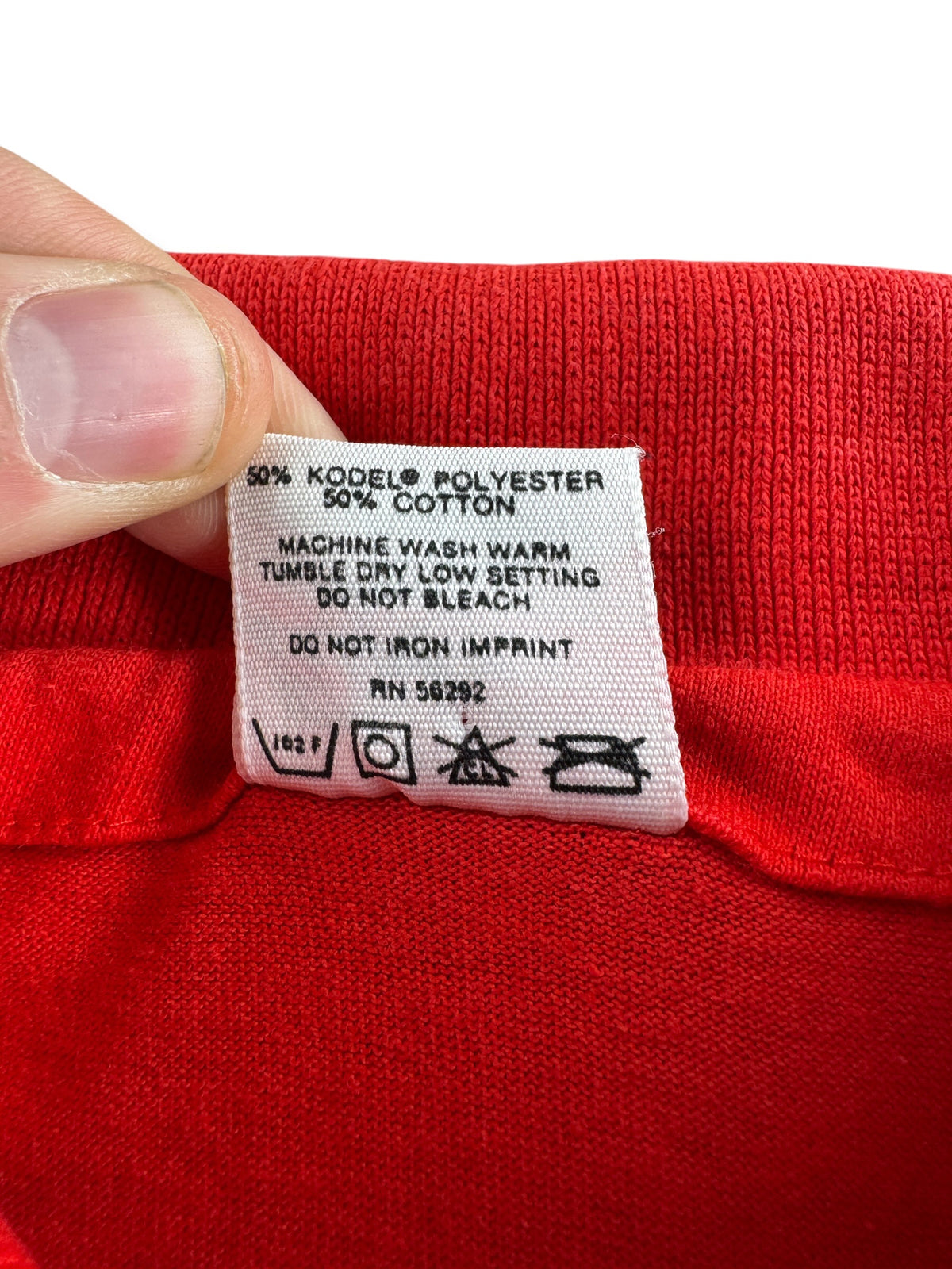 Back of tag on Vintage 80s Era Ferrari Polo SZ M (Fits S)