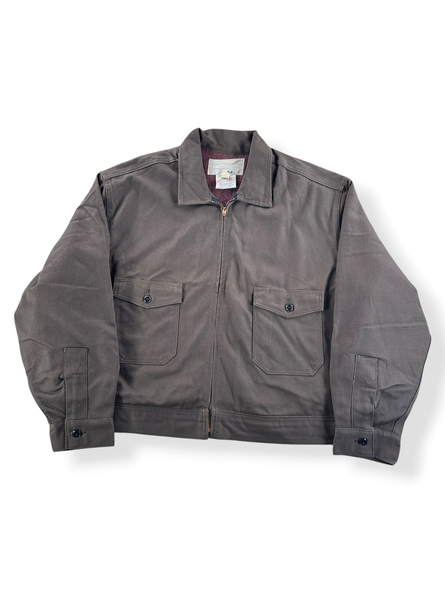 Front of Vintage Brown Troy Blanket Lined Work Jacket SZ 54